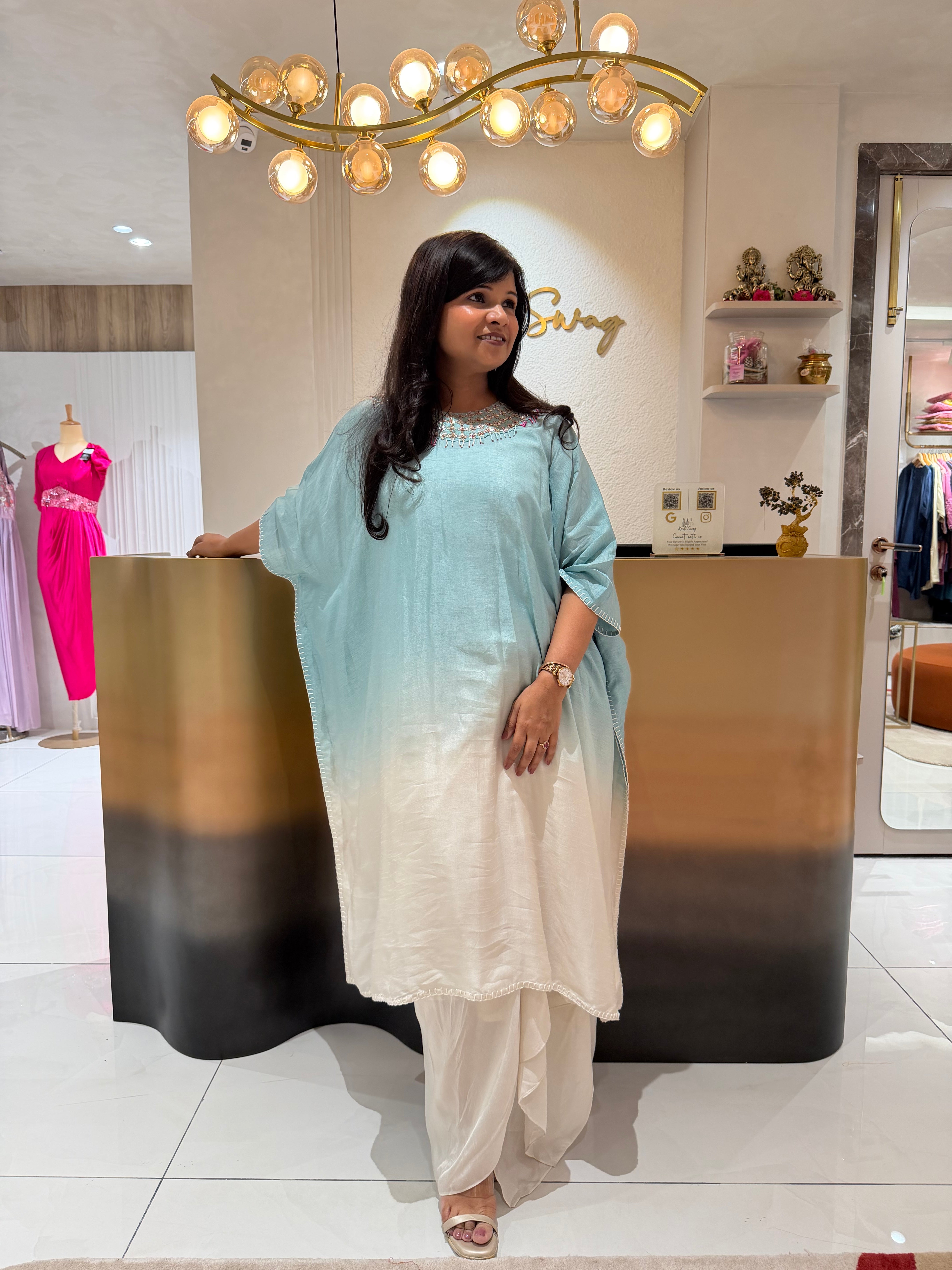“DEEKSHA” Ombre Gota Set with Drape Skirt ✨💕 | KurtiSwag