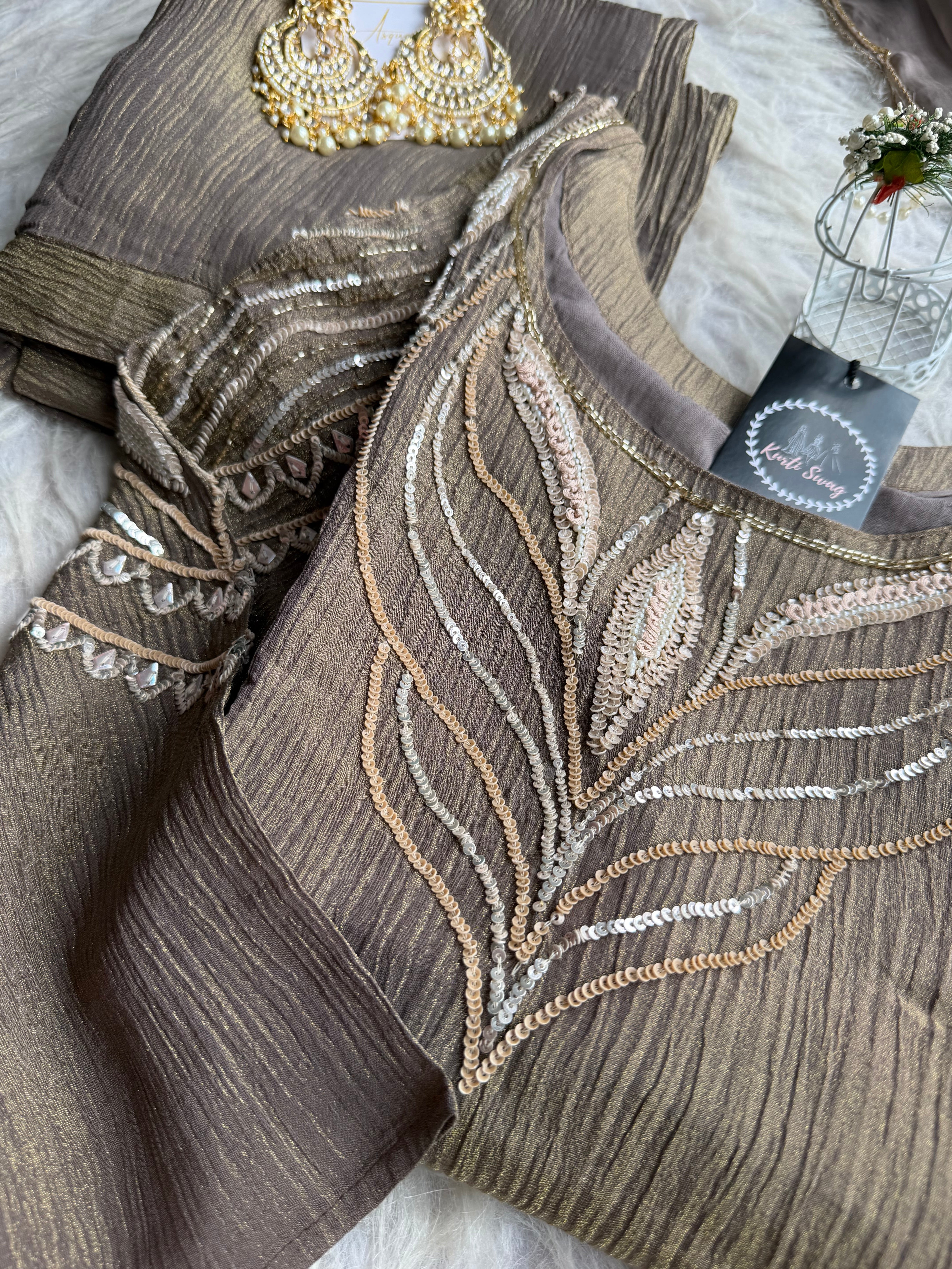 “NEHAL” Crush Tissue Suit Set ✨💕 | KurtiSwag