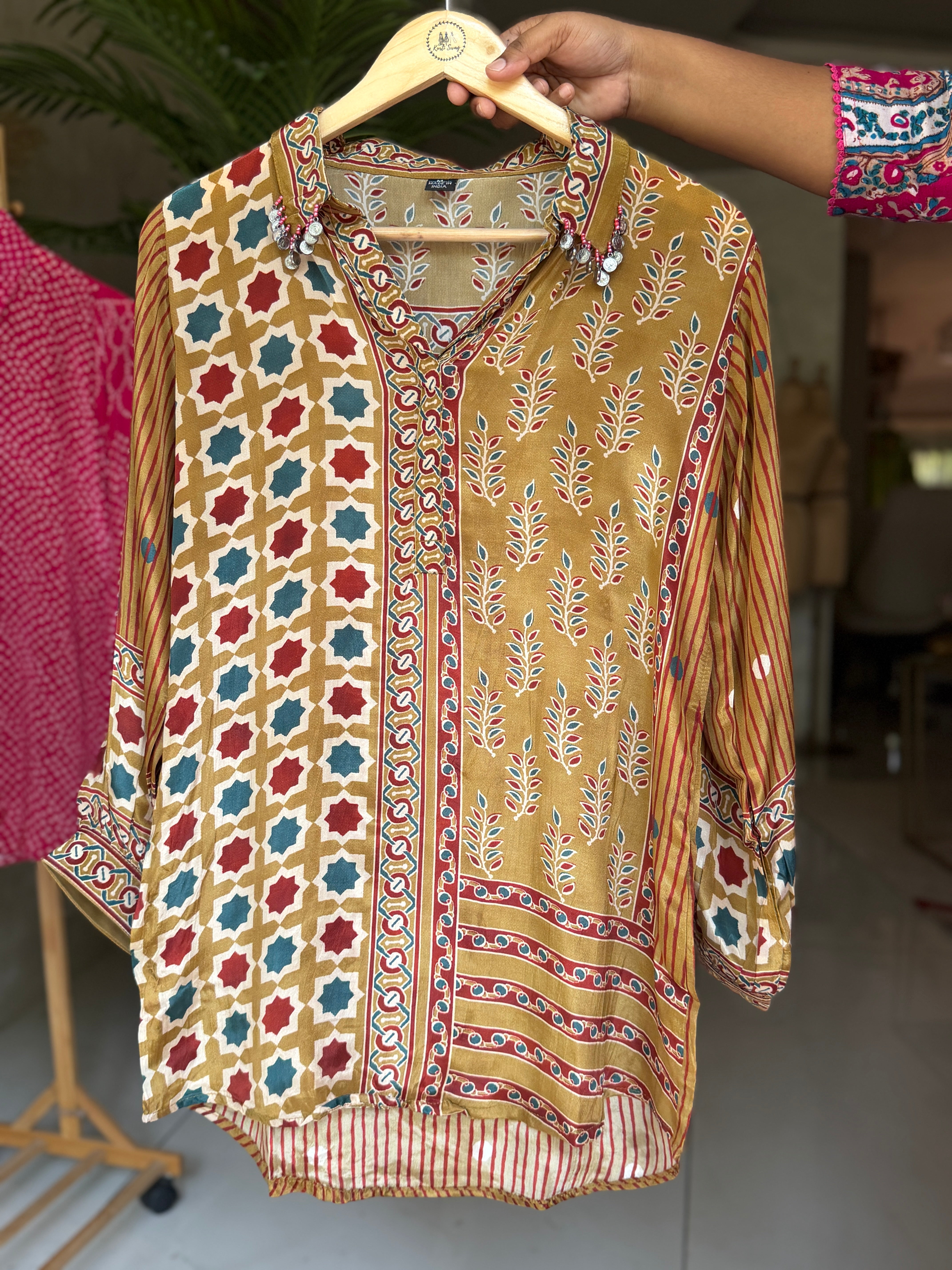 “CRAPE SHIRTS “ Ajrakh  prints | KurtiSwag