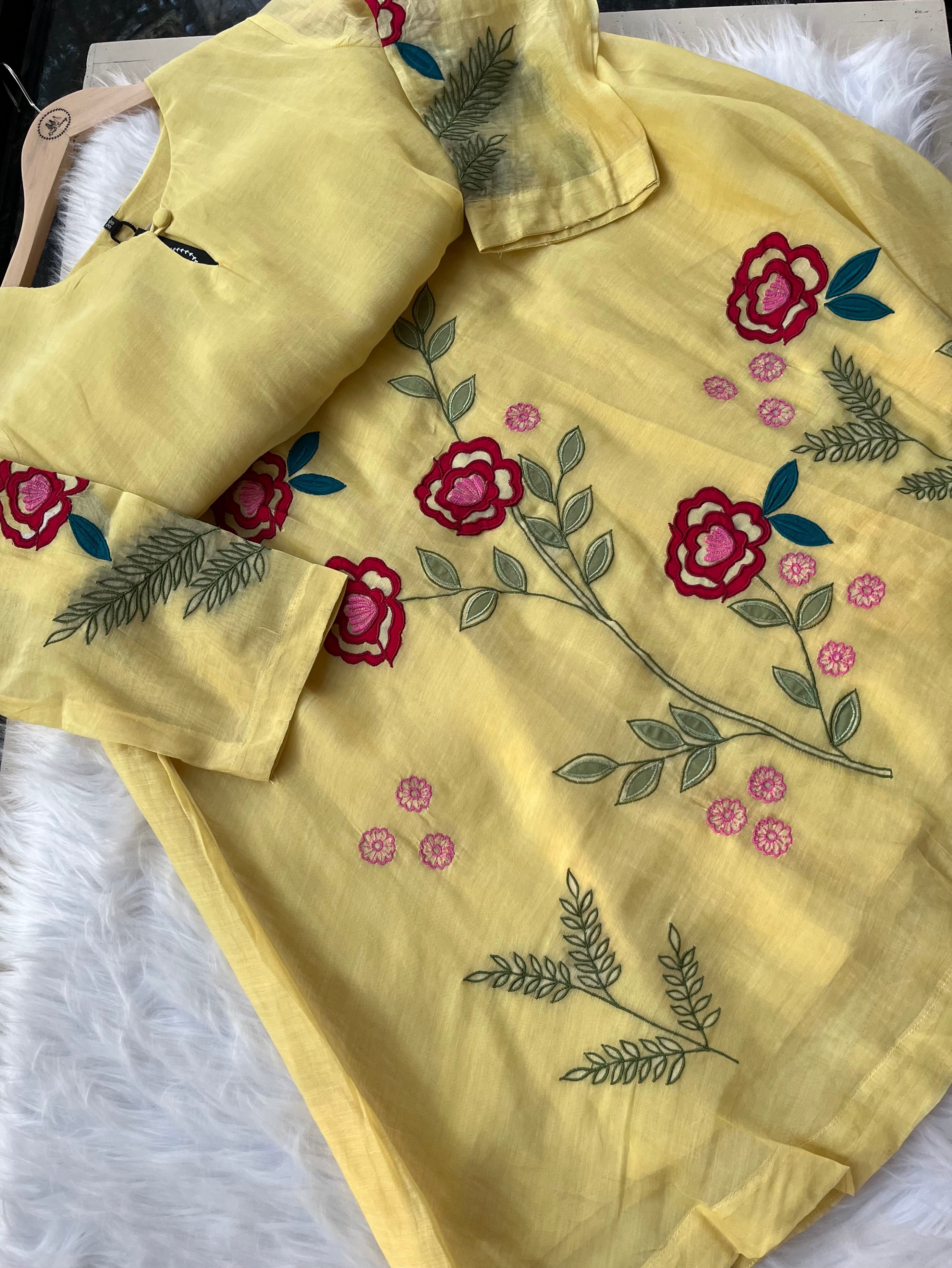 “BLOSSOM” Mul Chanderi A Line Kurta Pant Set ✨ | KurtiSwag