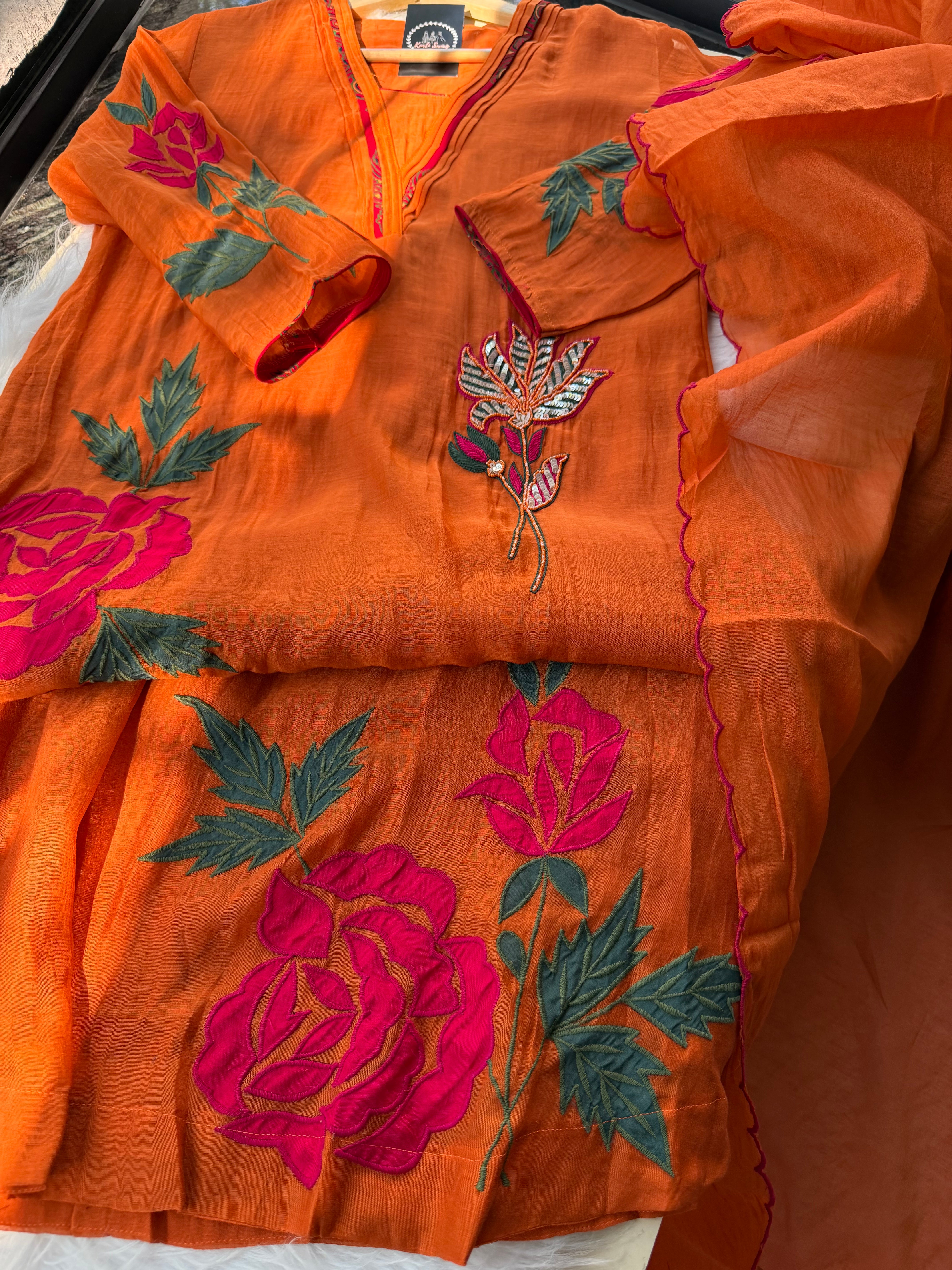 “ASHA” Premium Mul Chanderi Applique Suit Set ✨🧿 | KurtiSwag