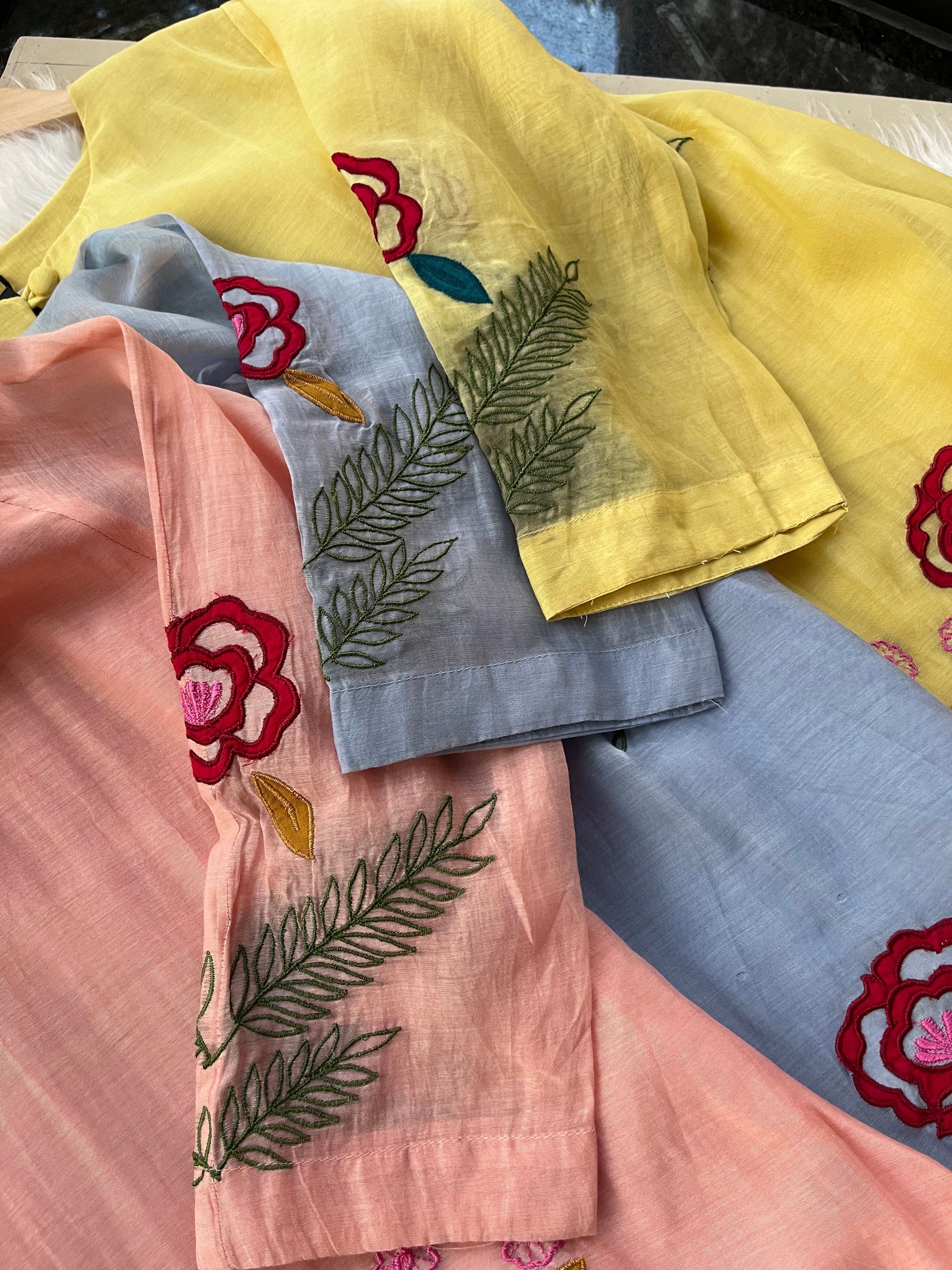 “BLOSSOM” Mul Chanderi A Line Kurta Pant Set ✨ | KurtiSwag
