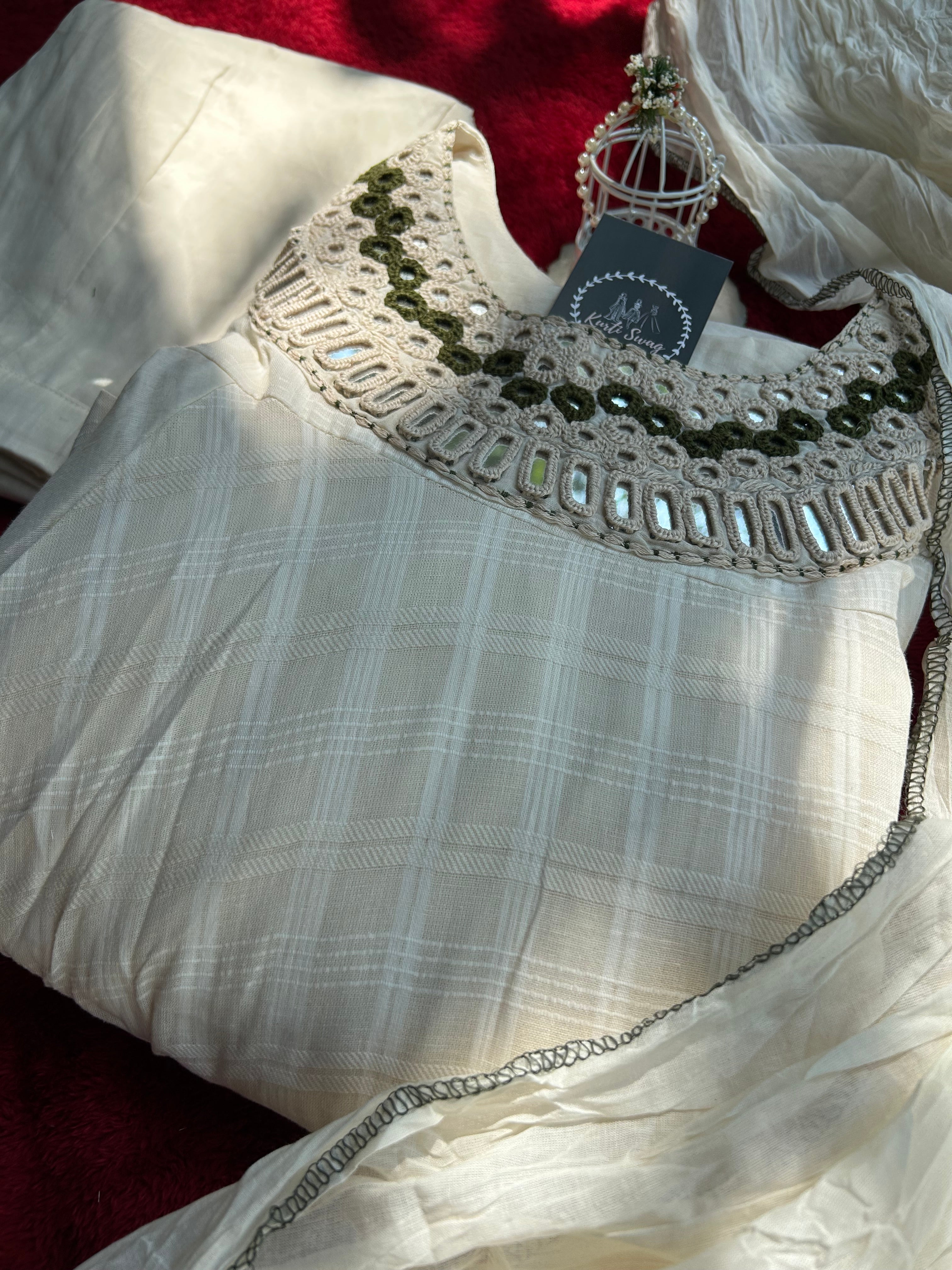“IRANI” Premium Mul Chanderi Mirror Work Suit Set ✨ | KurtiSwag