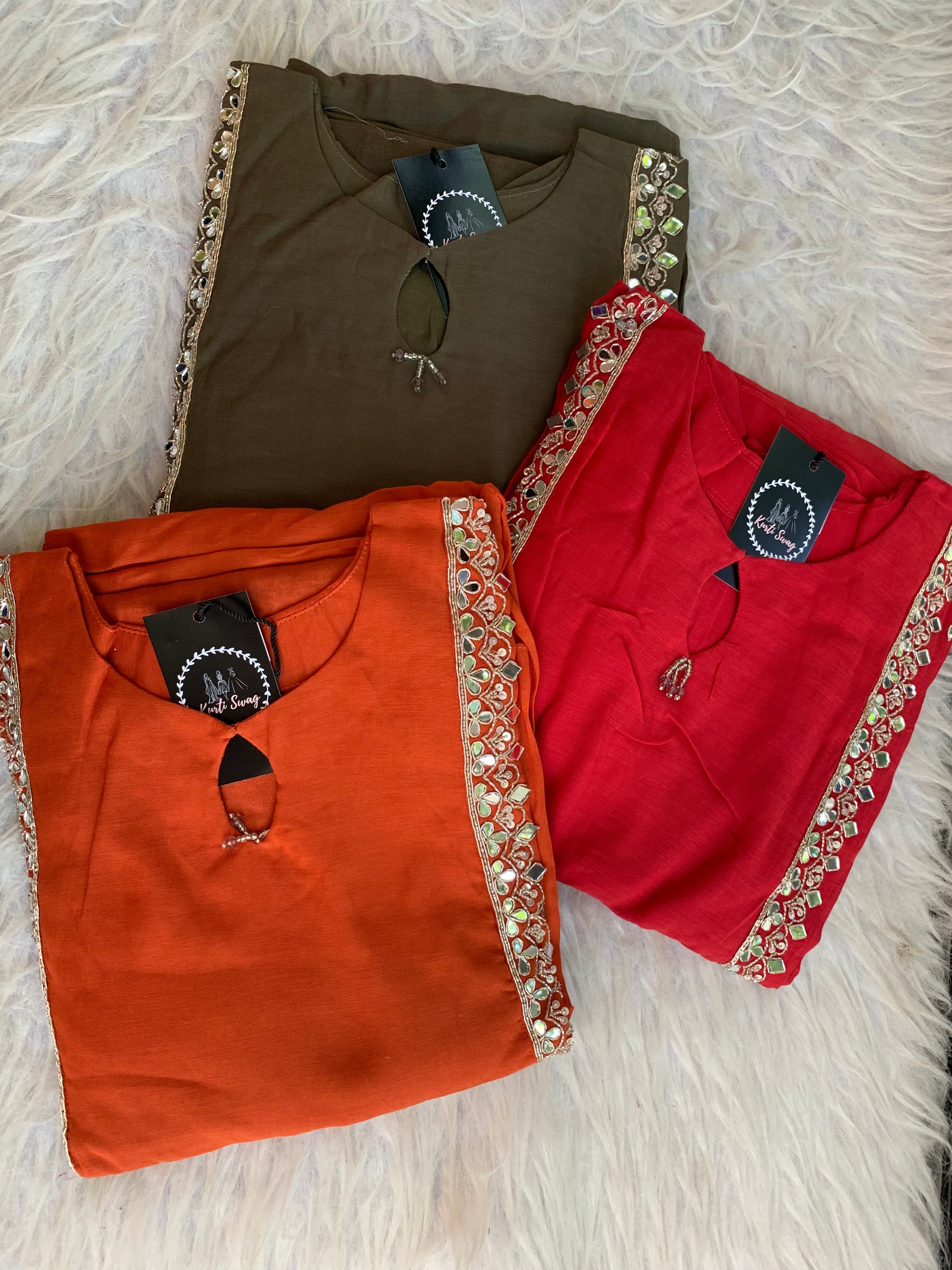 “SAHARA” Mirror Embellished Mul Chanderi Suit Set ✨♥️ | KurtiSwag