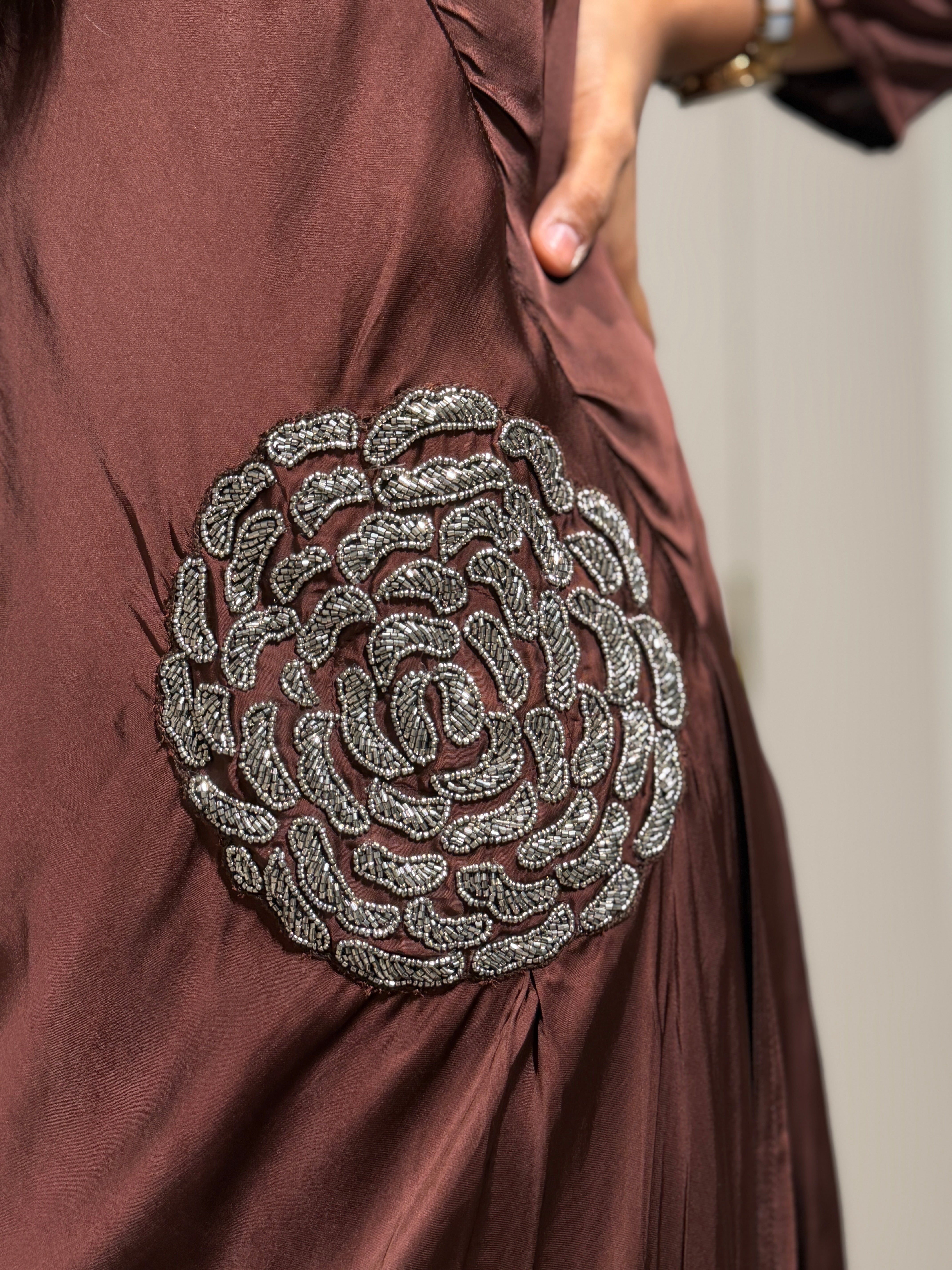 “ROSES” Indowestern Dress In Brown ✨ | KurtiSwag