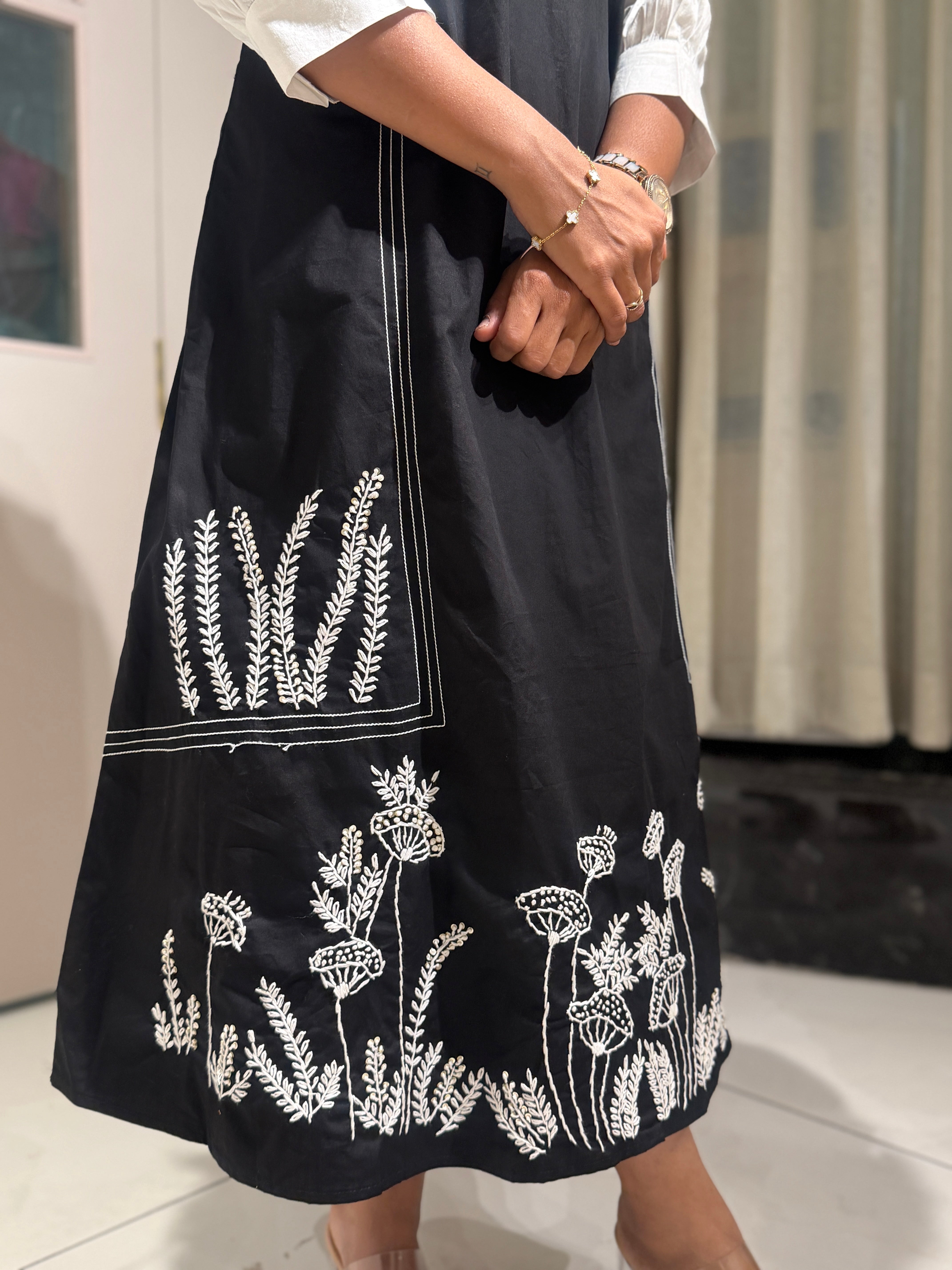 “SIDYA” Designer Malai Cotton Collared Dress With French Embroidery ✨ | KurtiSwag