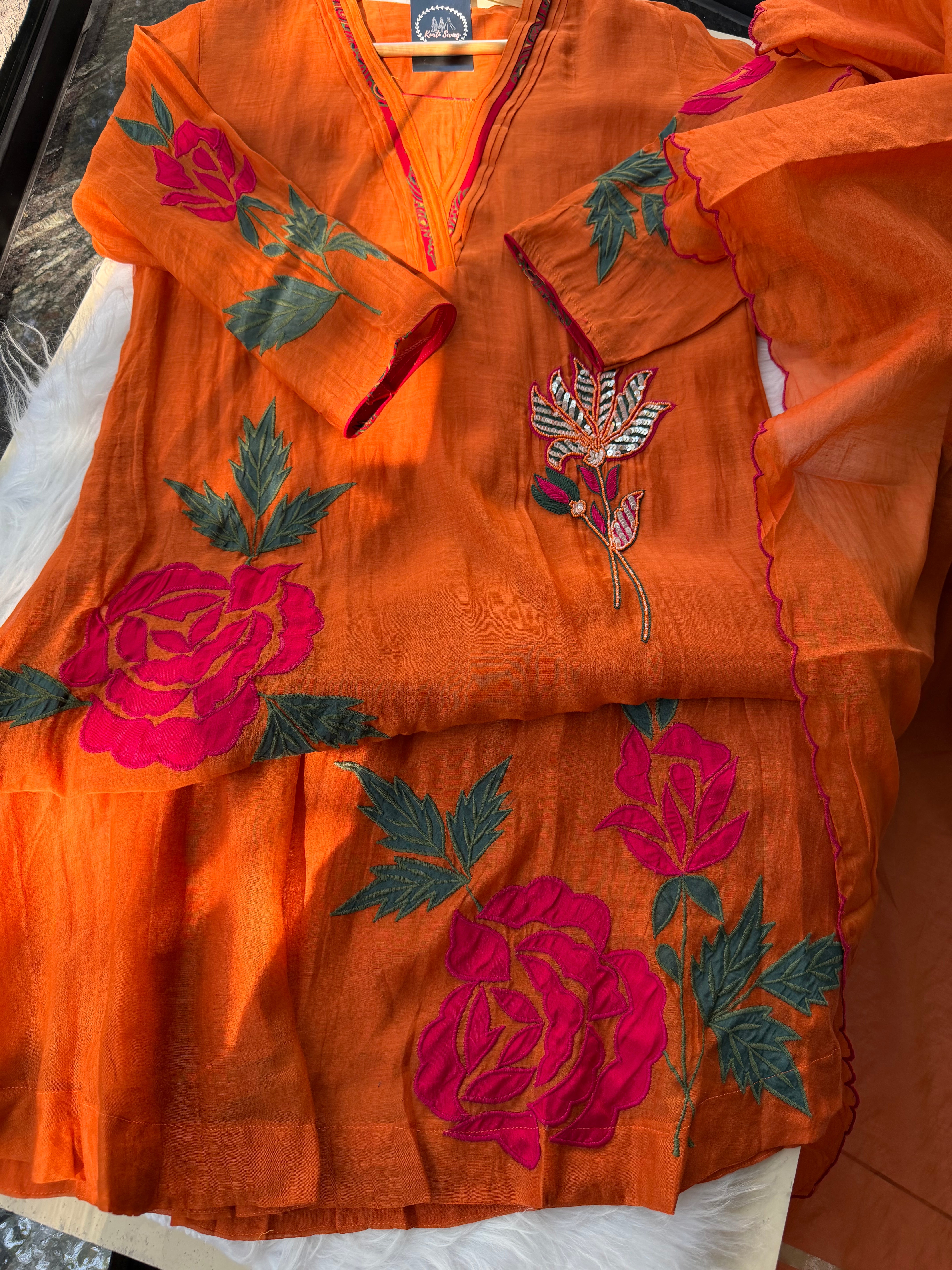 “ASHA” Premium Mul Chanderi Applique Suit Set ✨🧿 | KurtiSwag