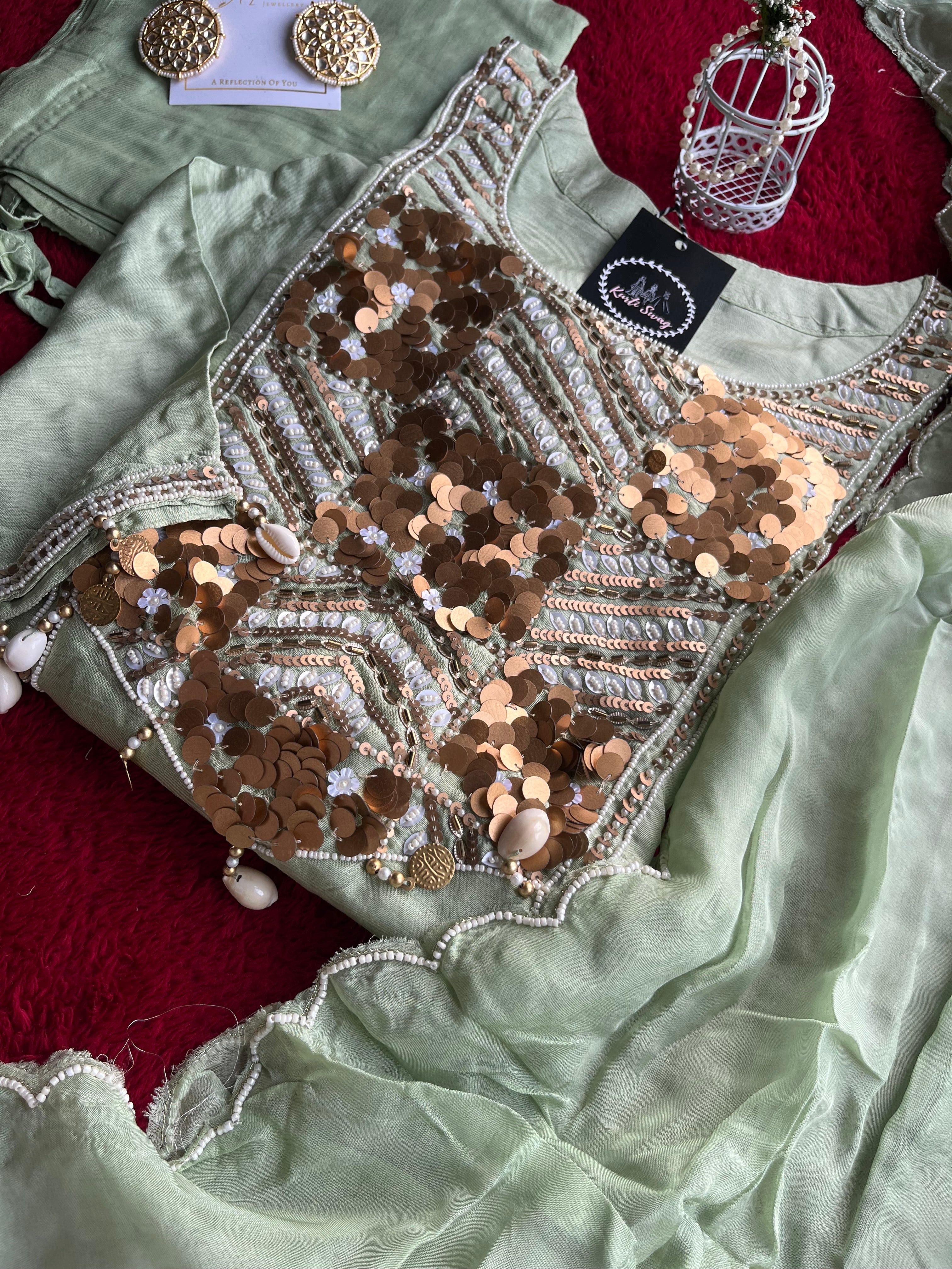 “RIHAANA” Dola Silk Sequence Suit Set ✨💕 | KurtiSwag