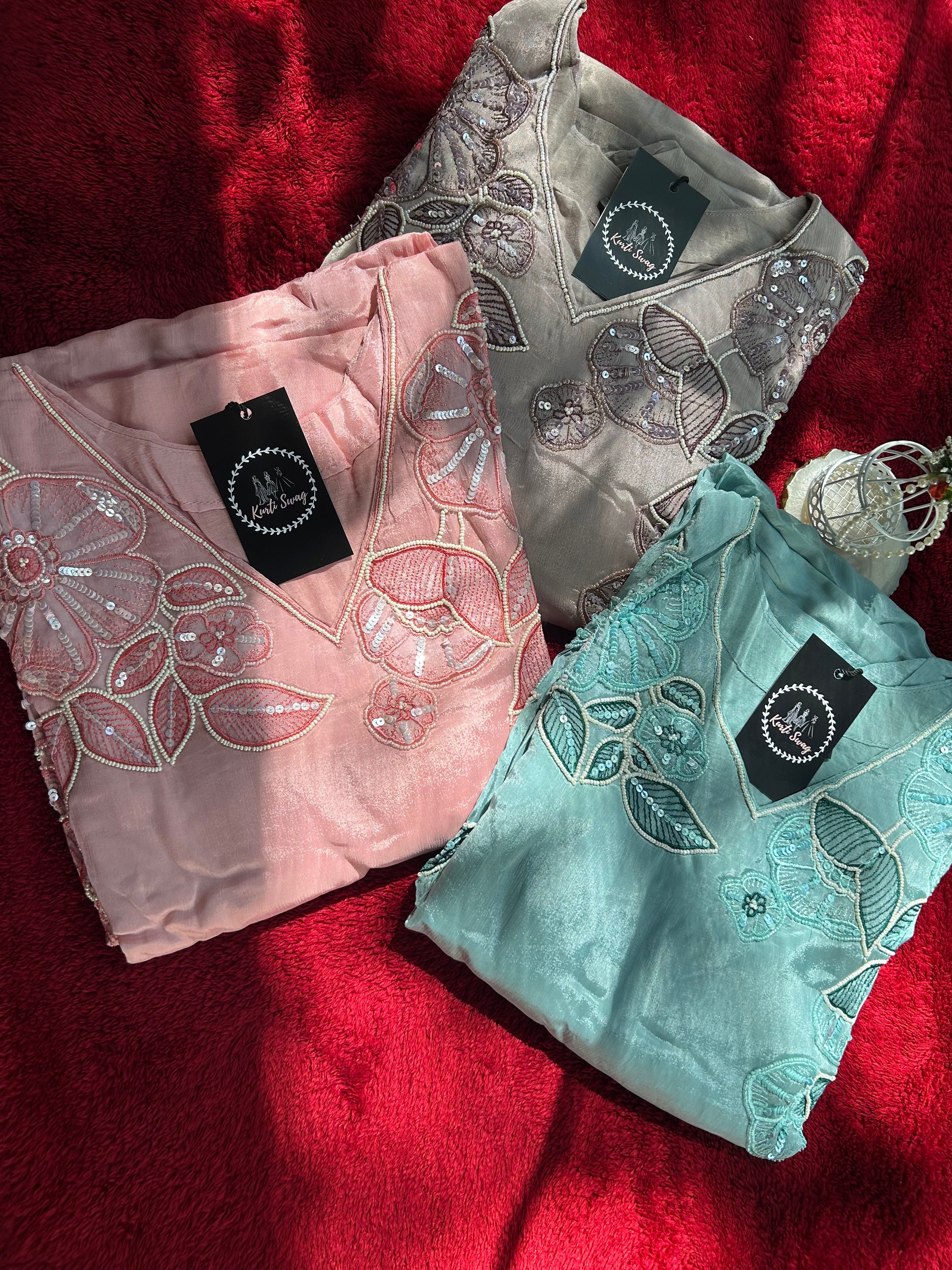“DHARA” Chinnon Designer Suit Set ✨💕 | KurtiSwag