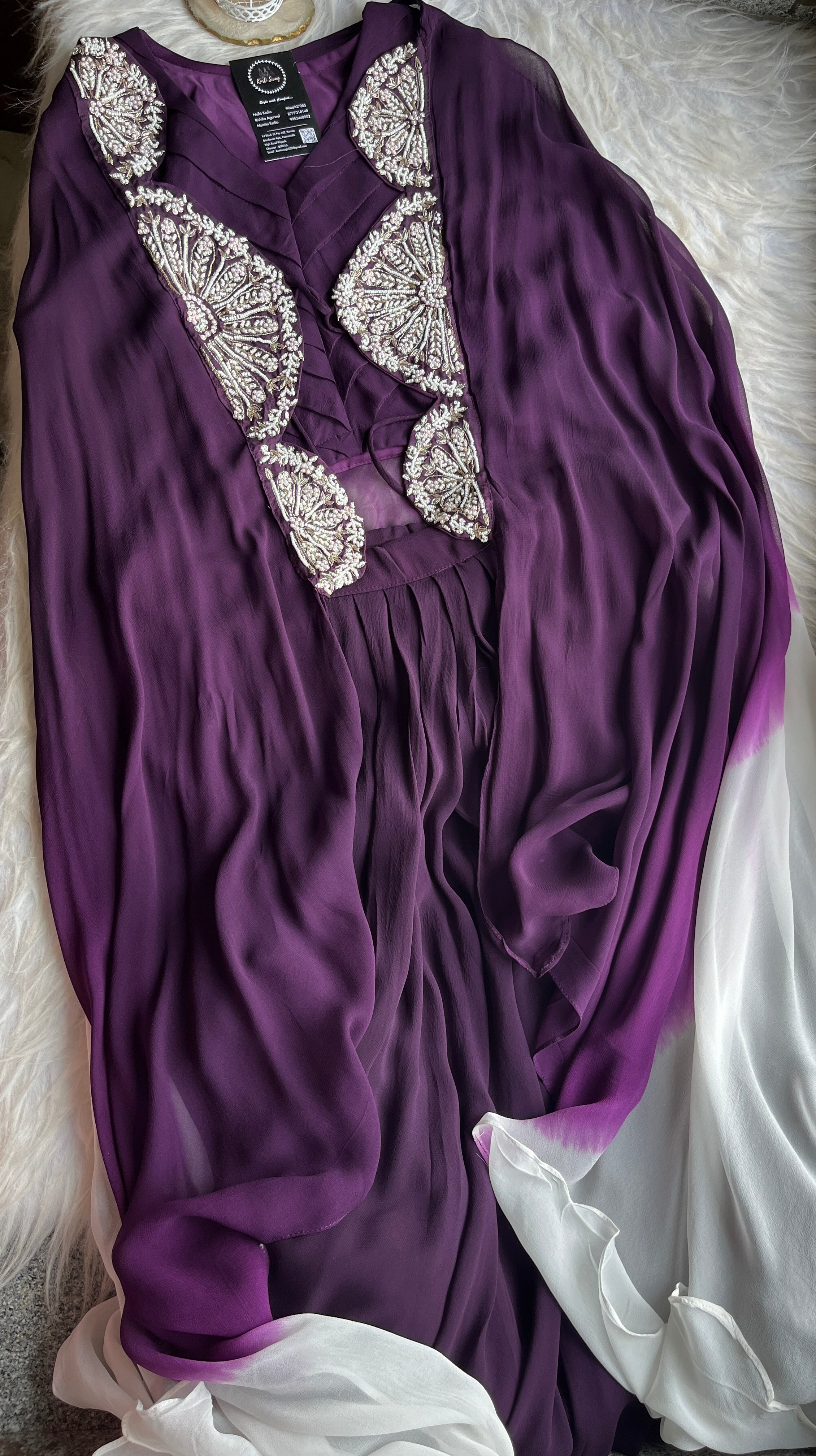 “ALKA” Georgette Indowestern Dress With Handworked Cape ✨ | KurtiSwag
