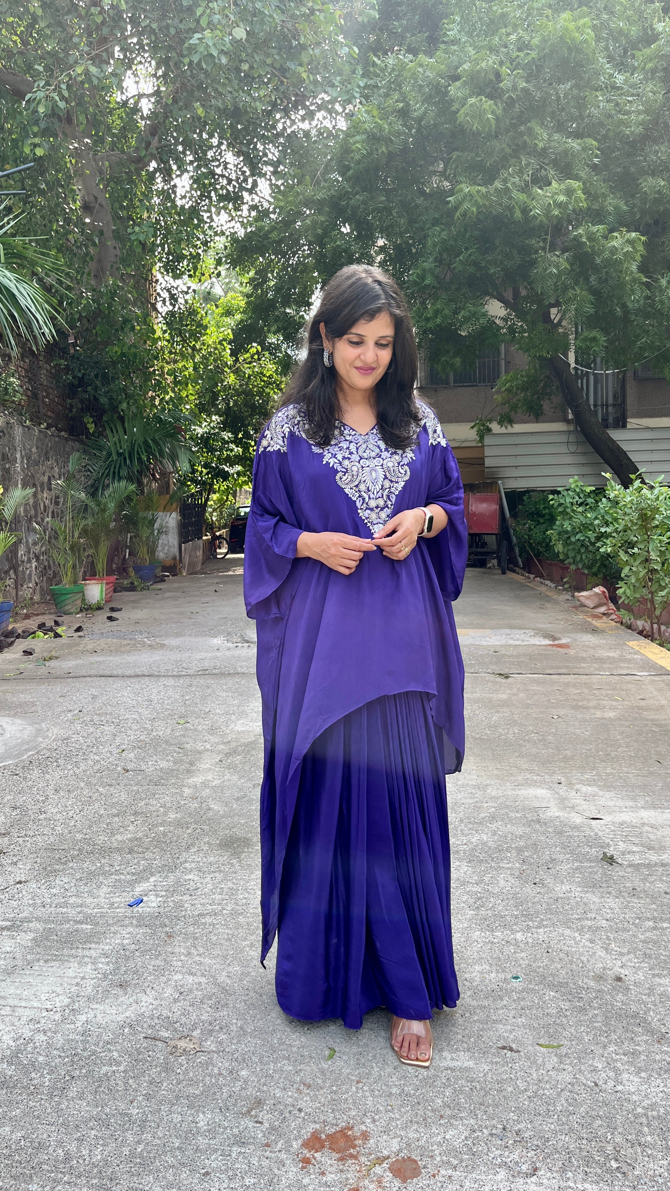 “SANA” Purple Indo Western Kaftan & Drape Skirt ✨🧿 | KurtiSwag