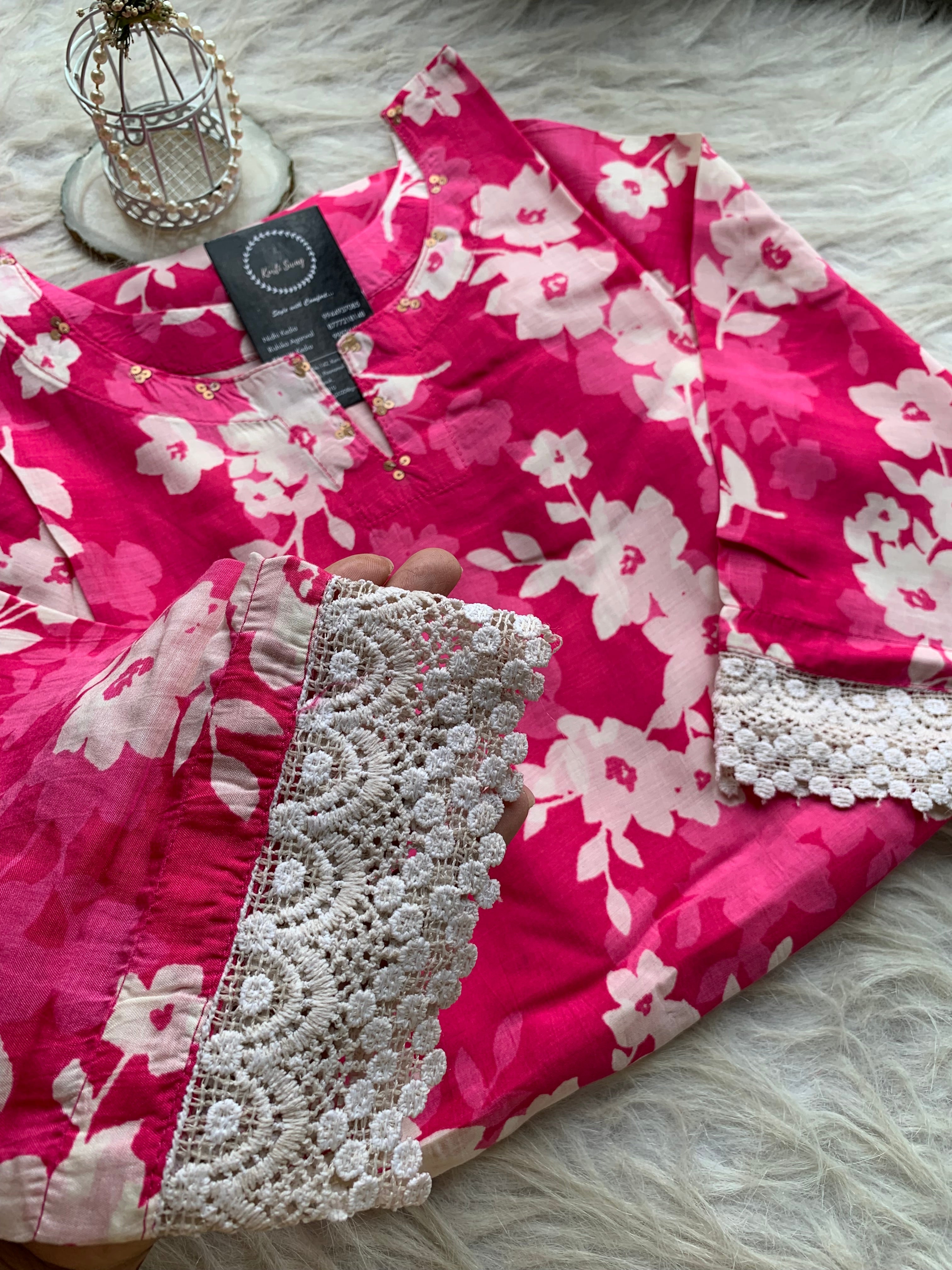 “SUNAINA” Floral Muslin Kurta Pant Set ✨ | KurtiSwag