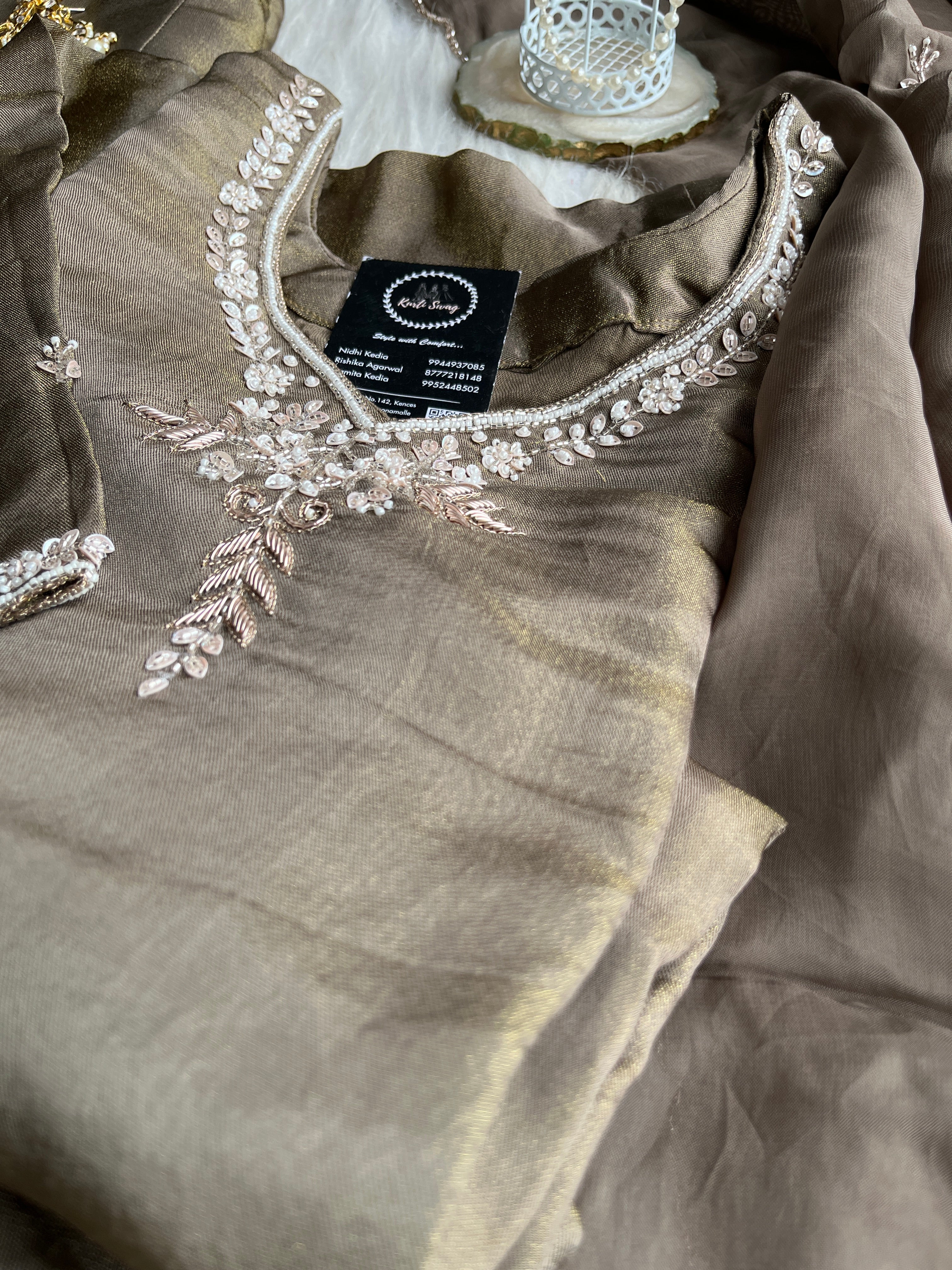 “RISHITA” Premium Tissue Silk Handwork Suit ✨ | KurtiSwag
