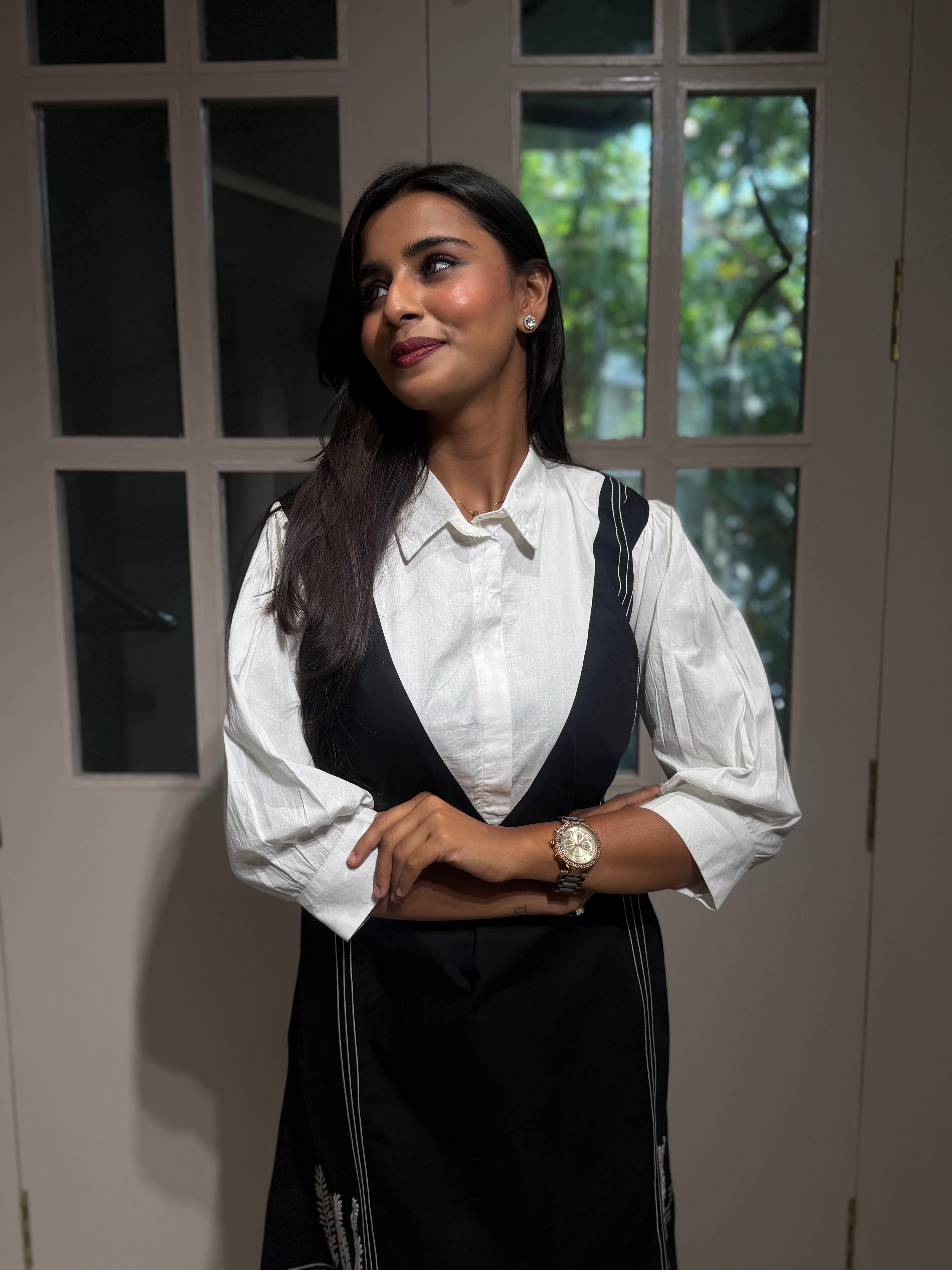 “SIDYA” Designer Malai Cotton Collared Dress With French Embroidery ✨ | KurtiSwag