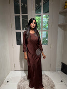 “ROSES” Indowestern Dress In Brown ✨ | KurtiSwag