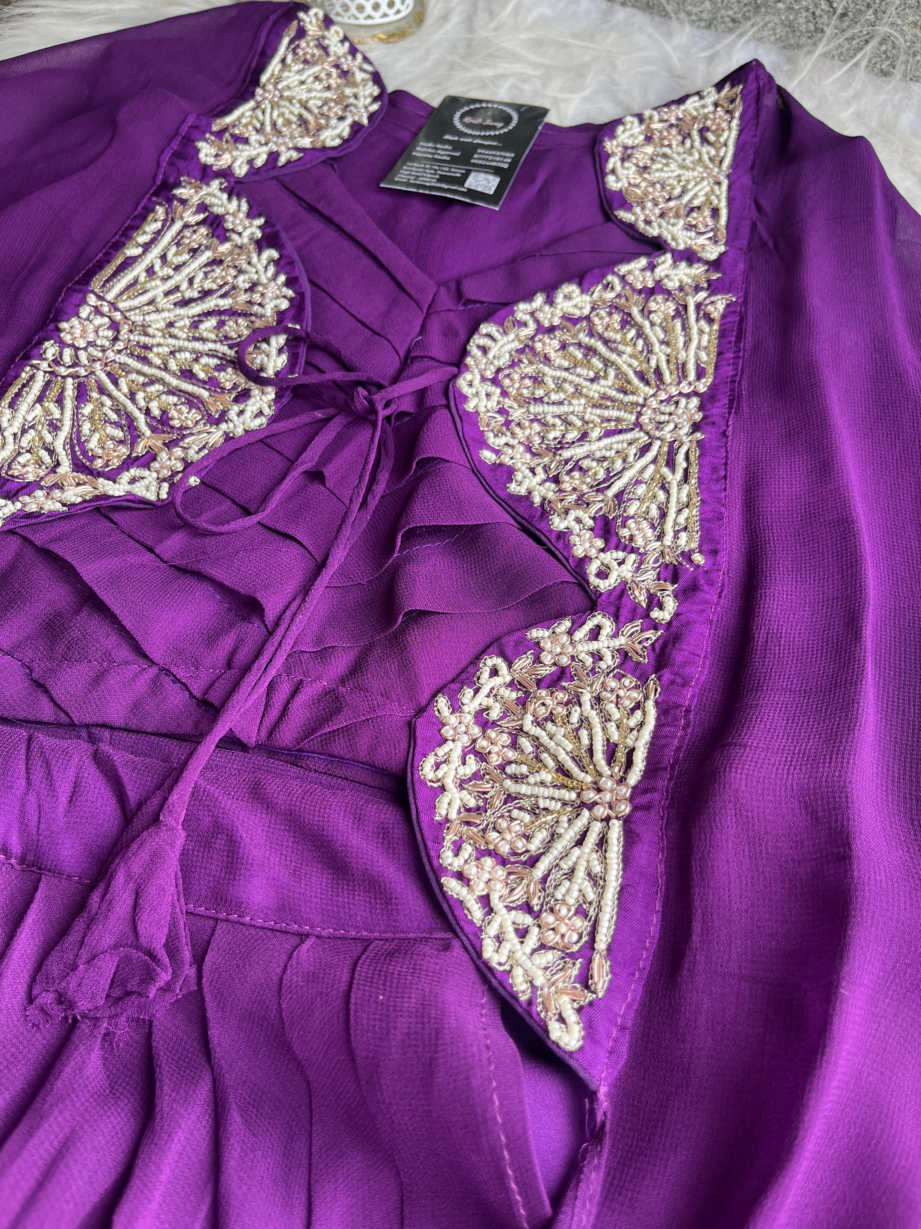 “ALKA” Georgette Indowestern Dress With Handworked Cape ✨ | KurtiSwag