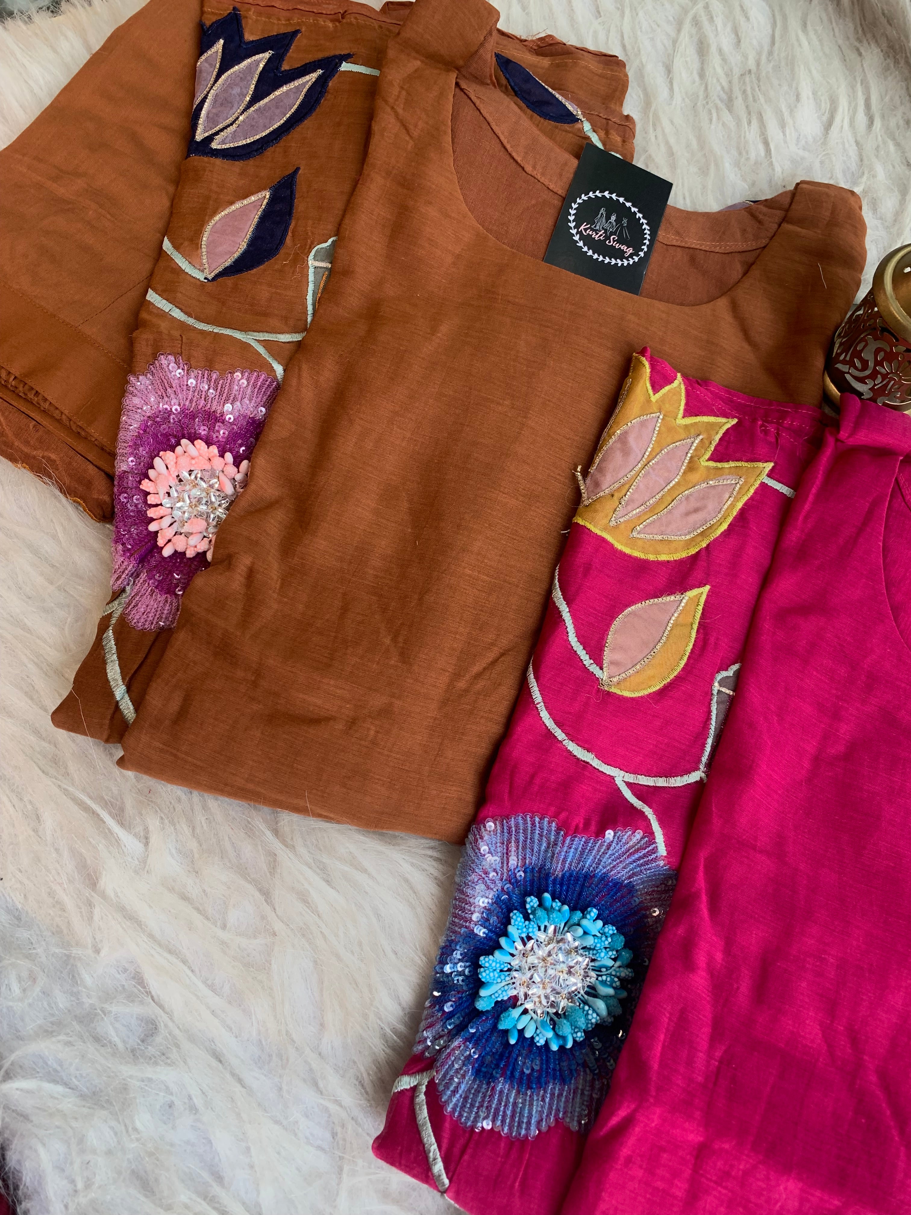 “DHANUJA” Mul Chanderi Applique Suit Set ✨💕 | KurtiSwag