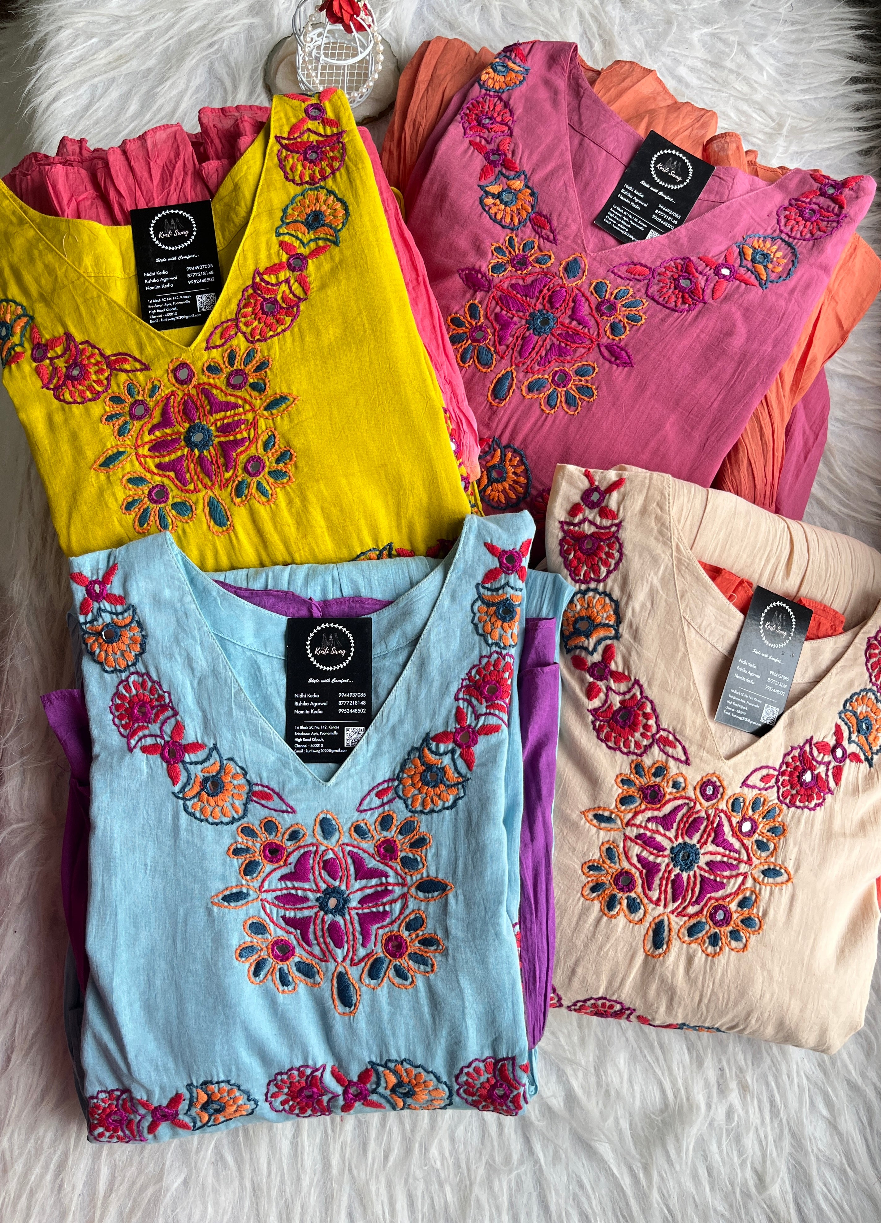 “HUNAR” Ombré Mul Cotton Mirror & Thread Handwork Flared Dress ✨💕💜 | KurtiSwag