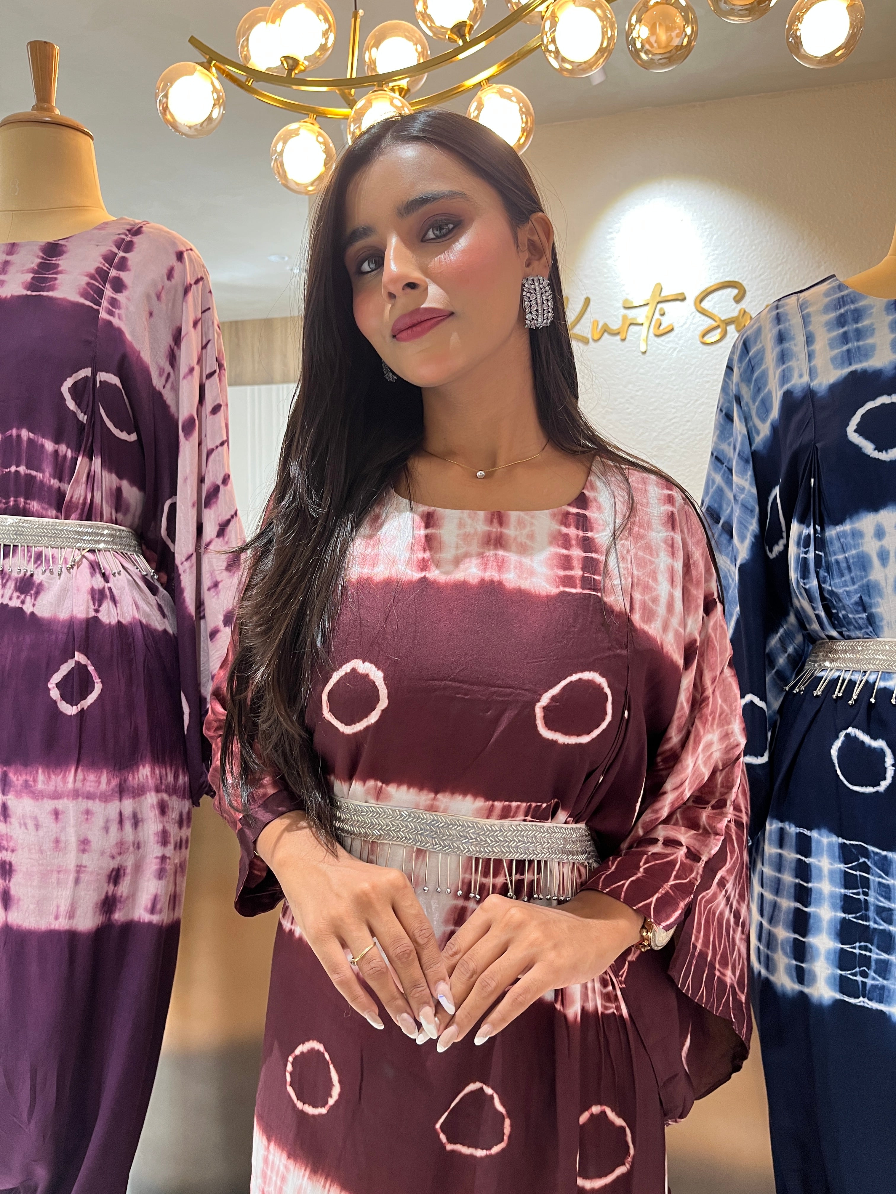 “SHINY” Tie & Dye Drape Style Indowestern Fit With Belt ✨💕 | KurtiSwag