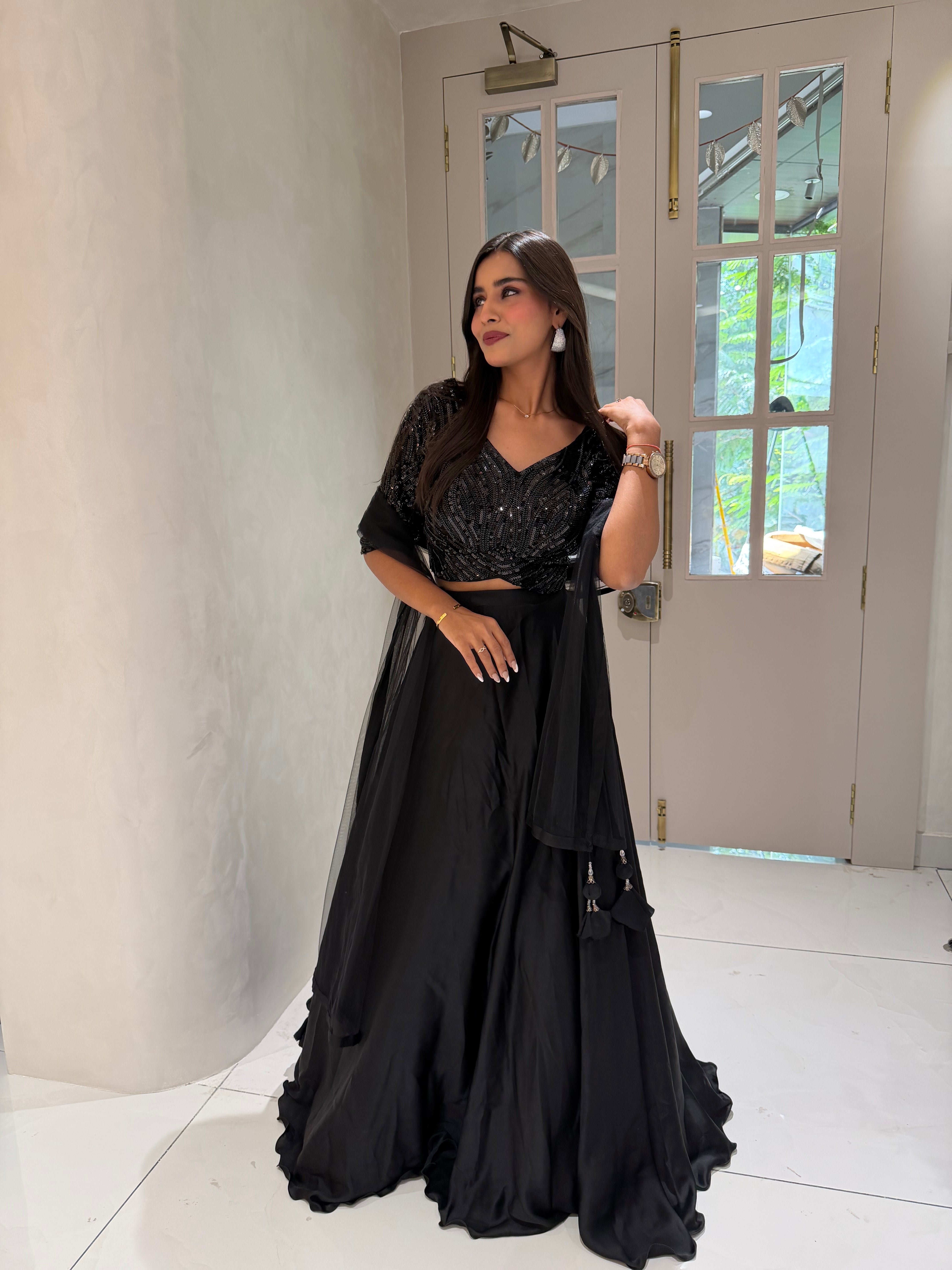 “MIDNIGHT MUSE” Black Lehenga Set ✨ | KurtiSwag