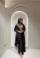 “JUHI” Premium Satin Handwork Top With Drape Skirt- Indowestern💜 | KurtiSwag