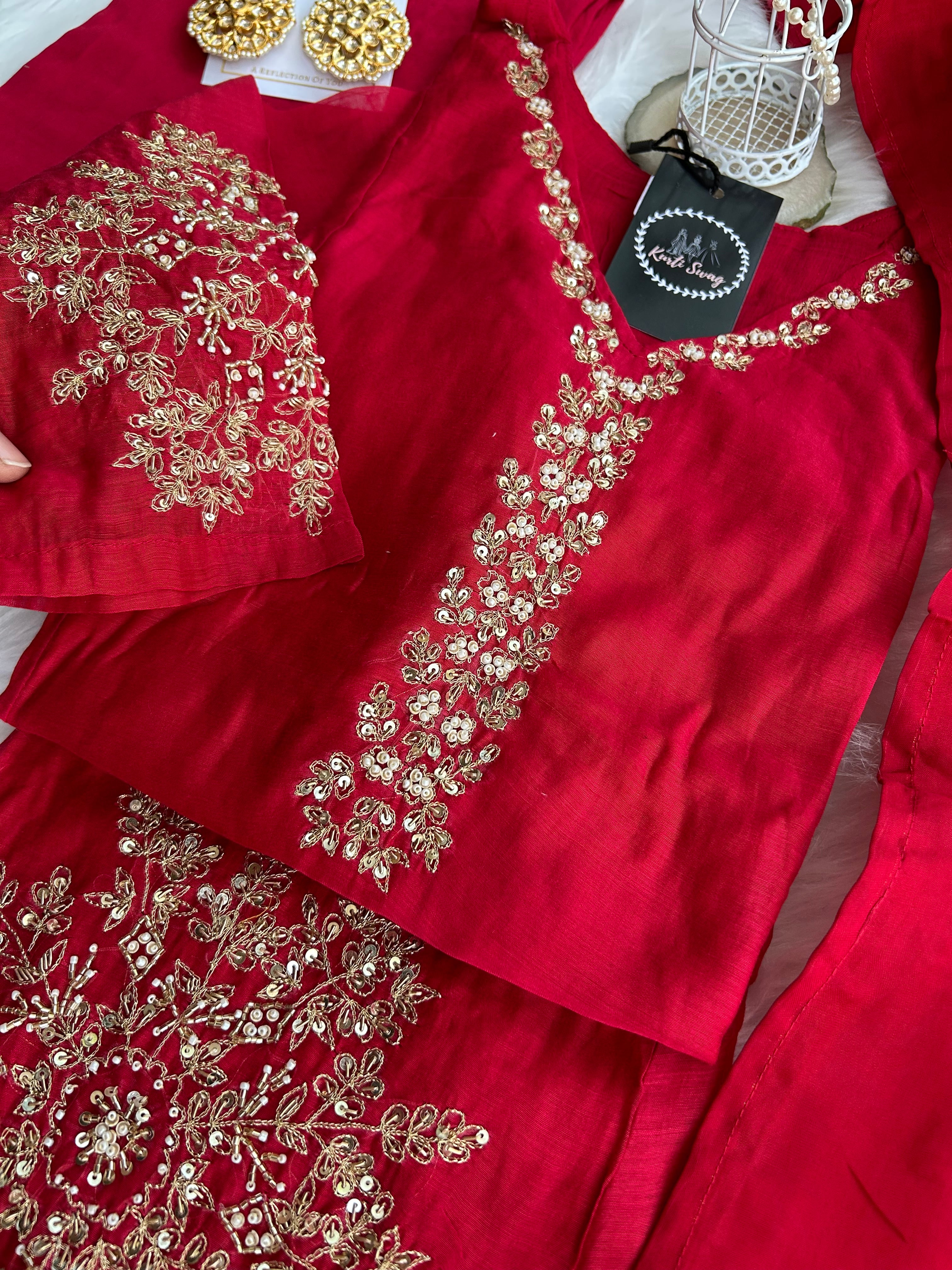 “SNEHAL” Mul Chanderi Handwork Suit Set ✨♥️ | KurtiSwag