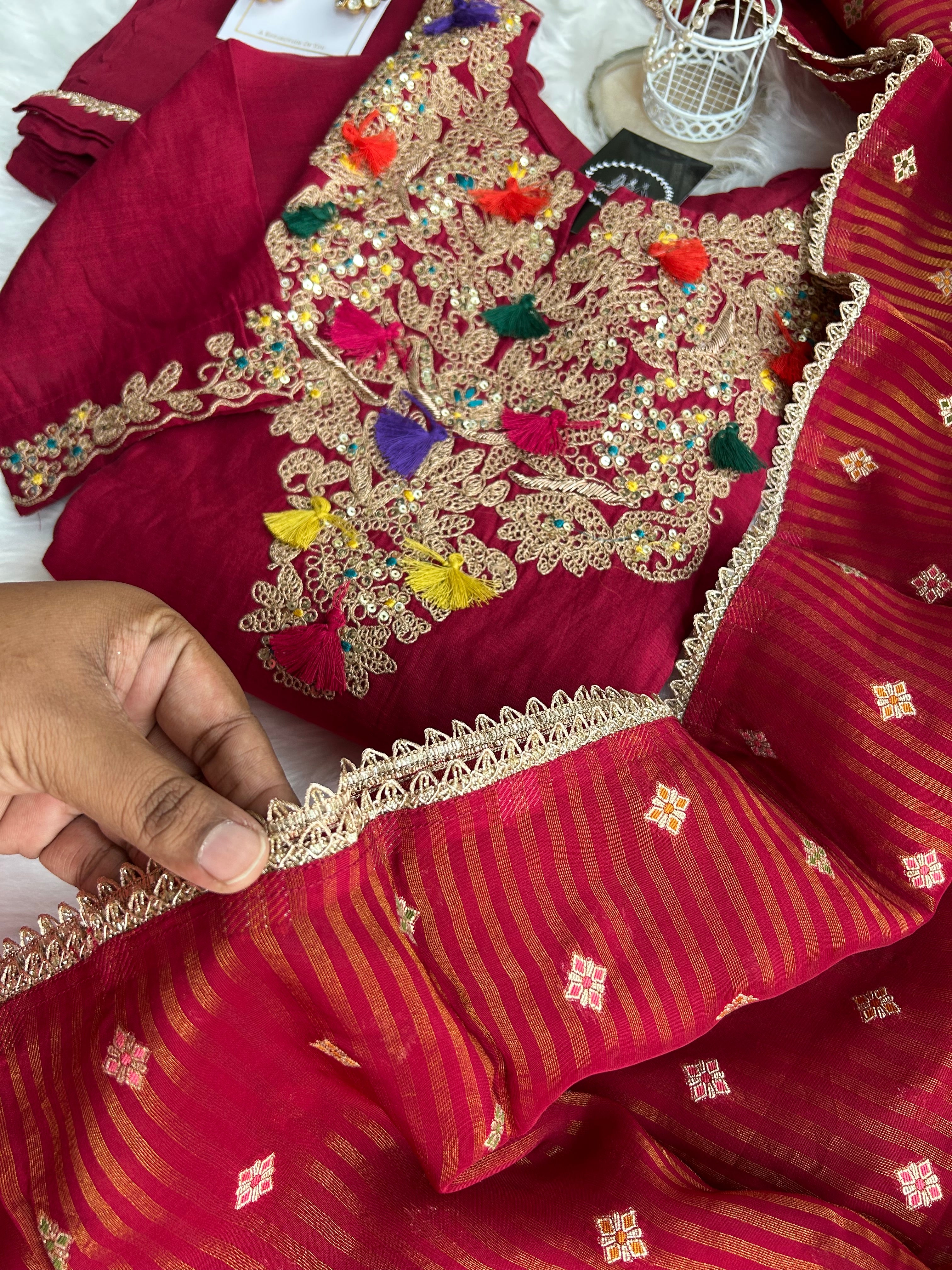 “PRAGYA” Mul Chanderi Festive Wear Suit Set ♥️✨ | KurtiSwag