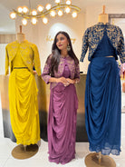“ KAAVYA” Indo Western Fits With Zardosi Jacket & Drape Skirt ✨💕 | KurtiSwag