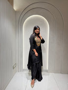 “JUHI” Premium Satin Handwork Top With Drape Skirt- Indowestern💜 | KurtiSwag