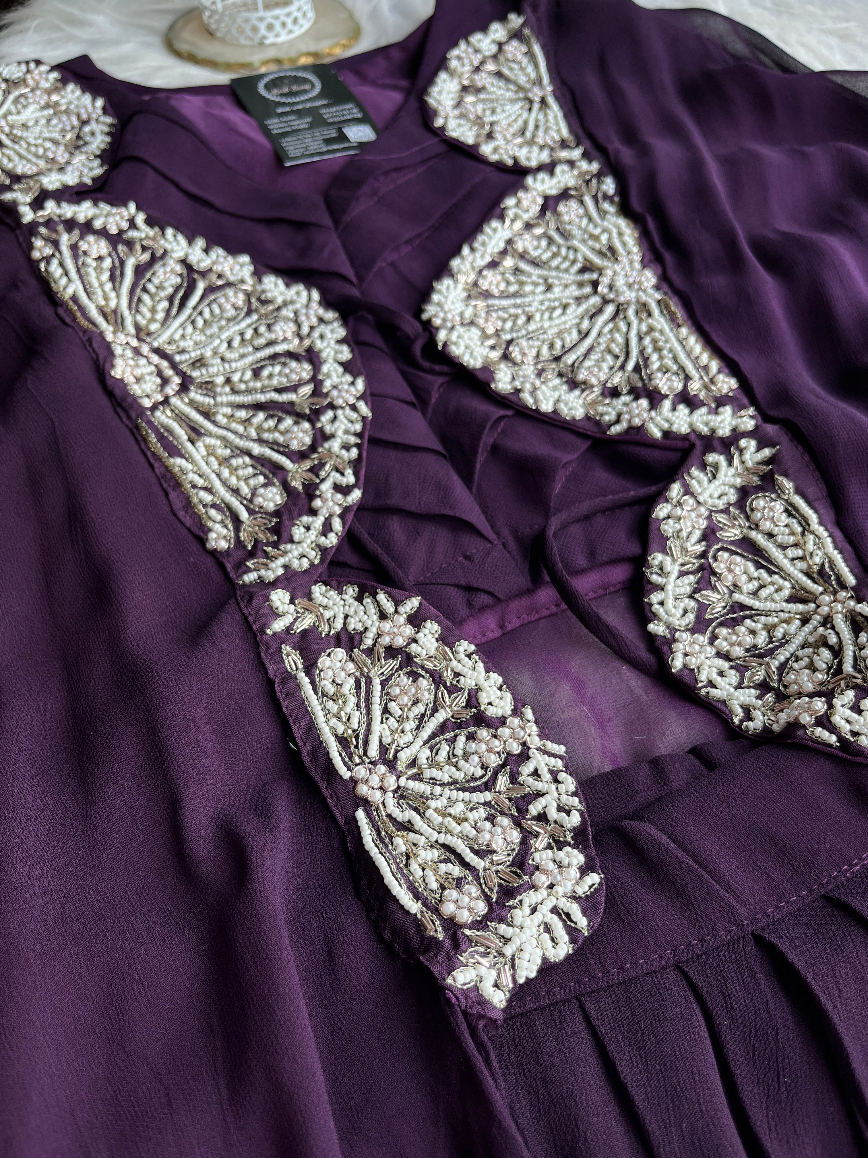 “ALKA” Georgette Indowestern Dress With Handworked Cape ✨ | KurtiSwag