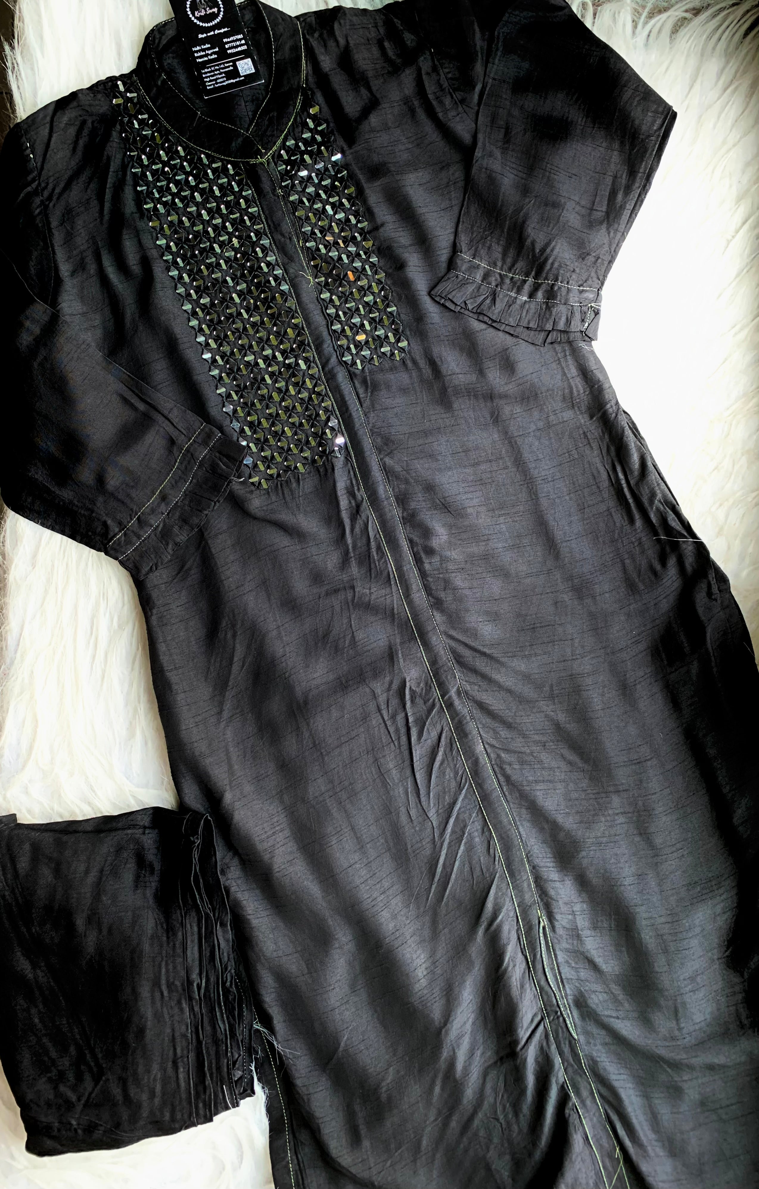 “SHEESHA” Mirror Work Dola Silk Kurta & Pant Set 🖤 | KurtiSwag
