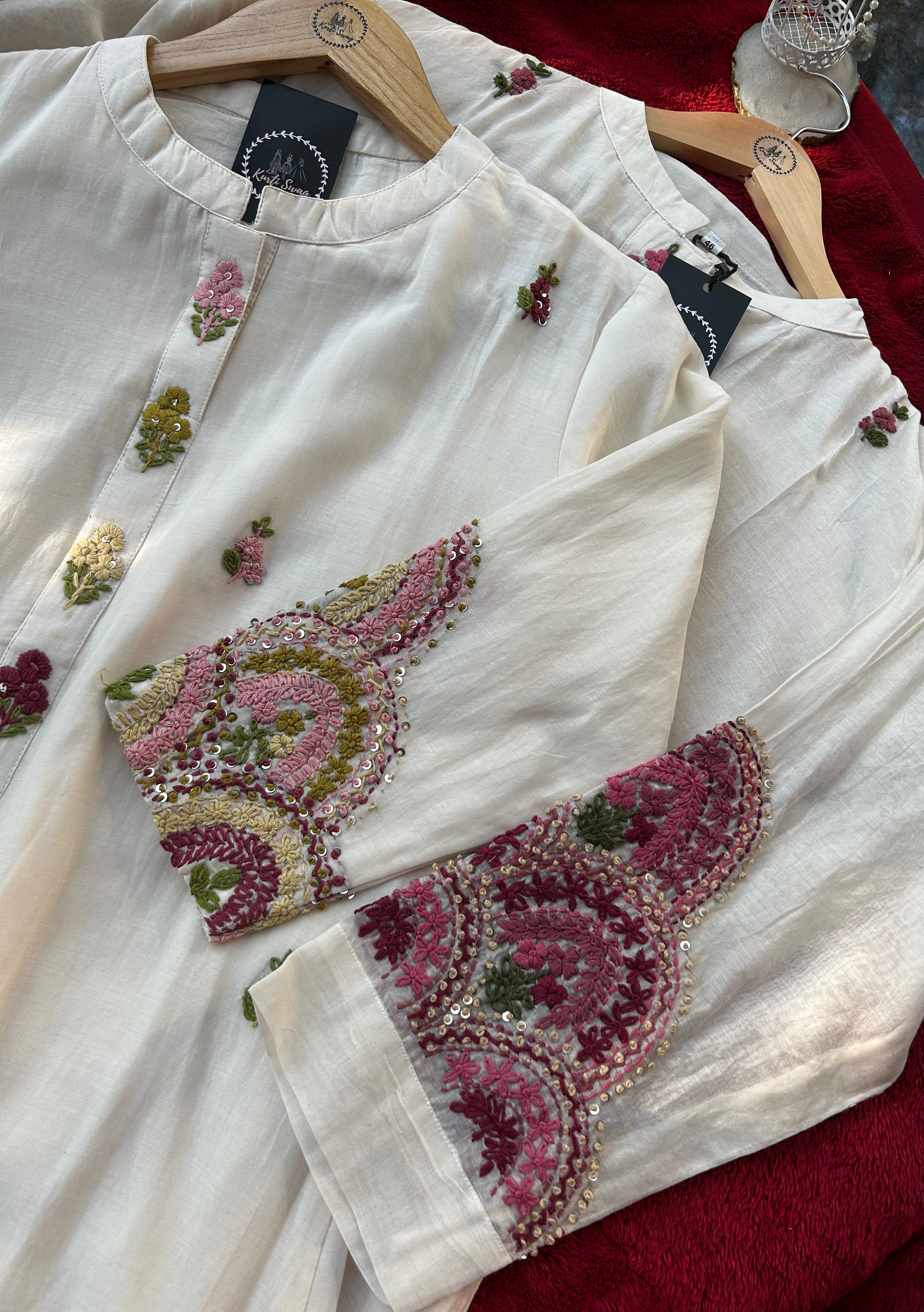 “NUPUR” Mul Chanderi Thread Embroidered Suit Set ✨♥️ | KurtiSwag