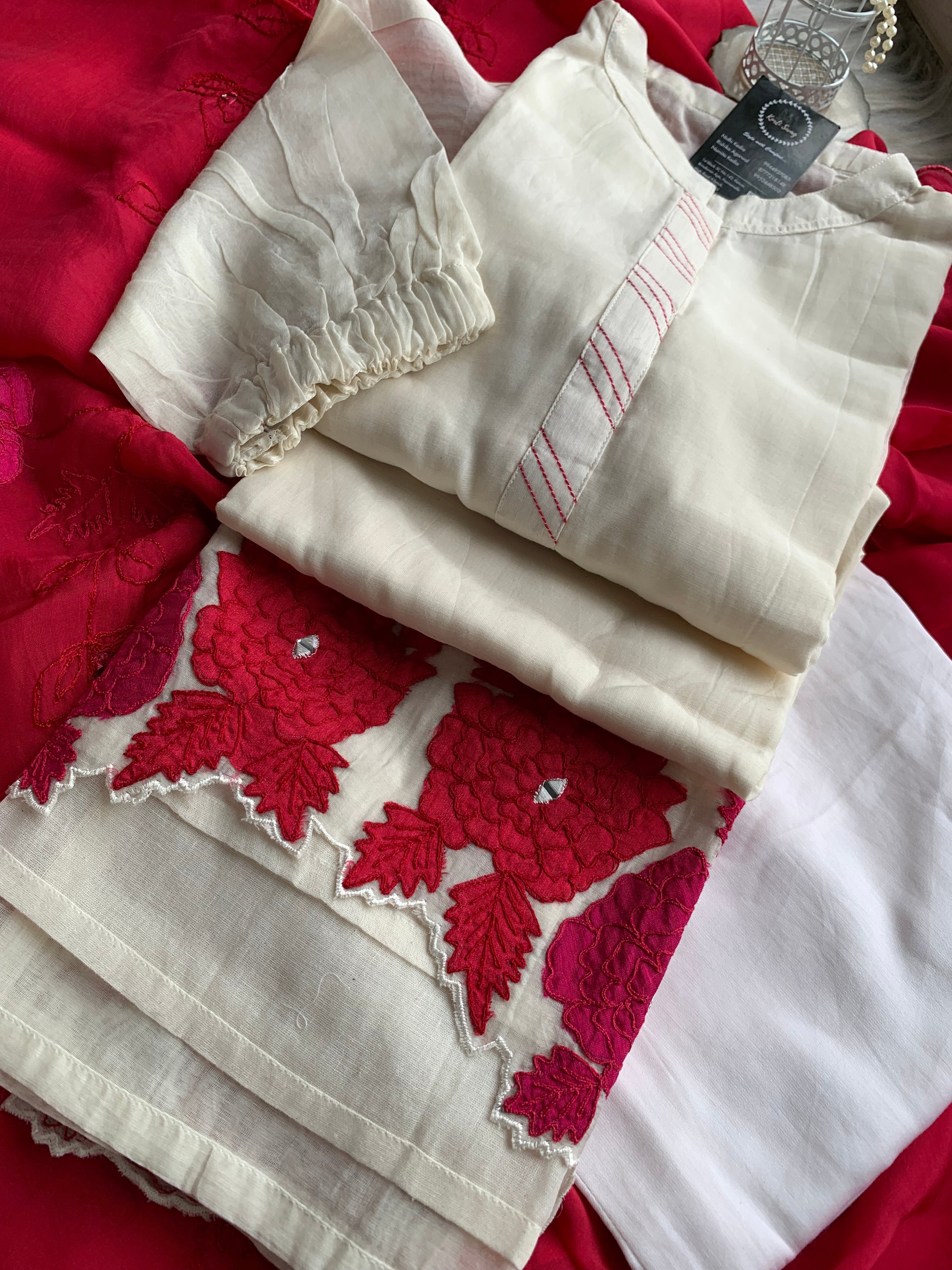 “MANASA” Mul Chanderi Applique Suit Set ✨♥️ | KurtiSwag