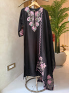 “BLUSH ON BLACK” Dola Silk Suit Set 💕✨ | KurtiSwag