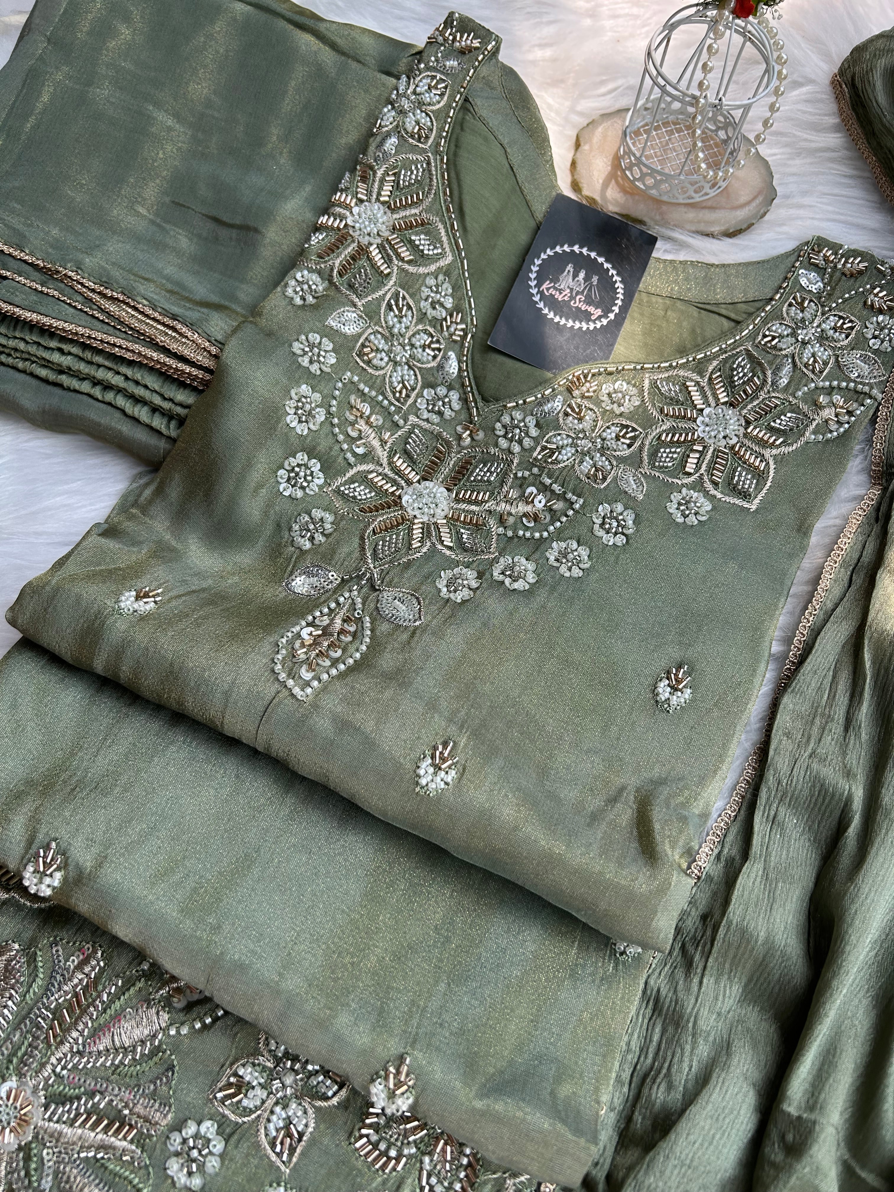 “AFREEN” Tissue Silk Divider Set 💕✨ | KurtiSwag
