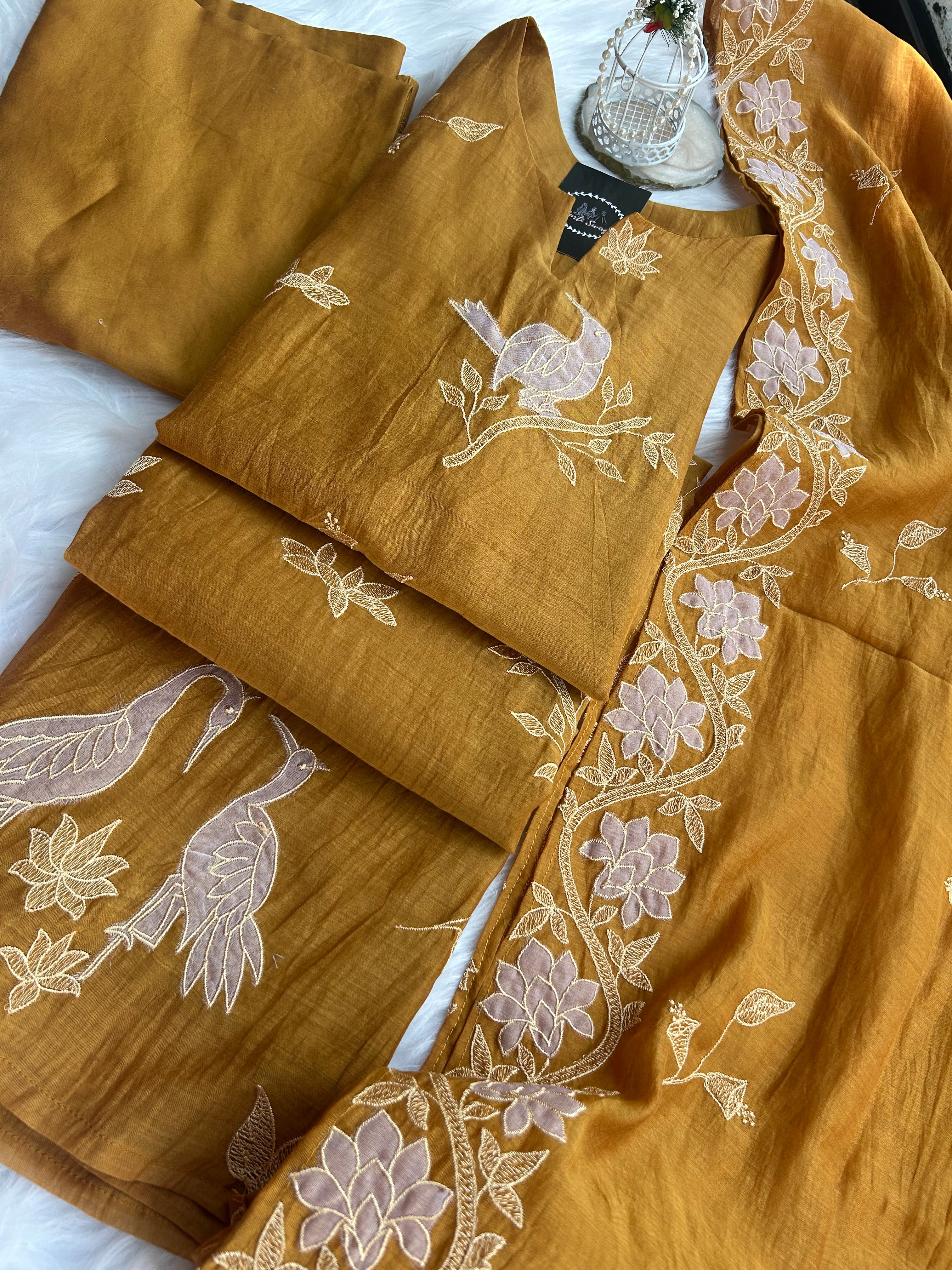 “BIRD EDIT” Mul Chanderi Summer Suit Set ✨💕 | KurtiSwag