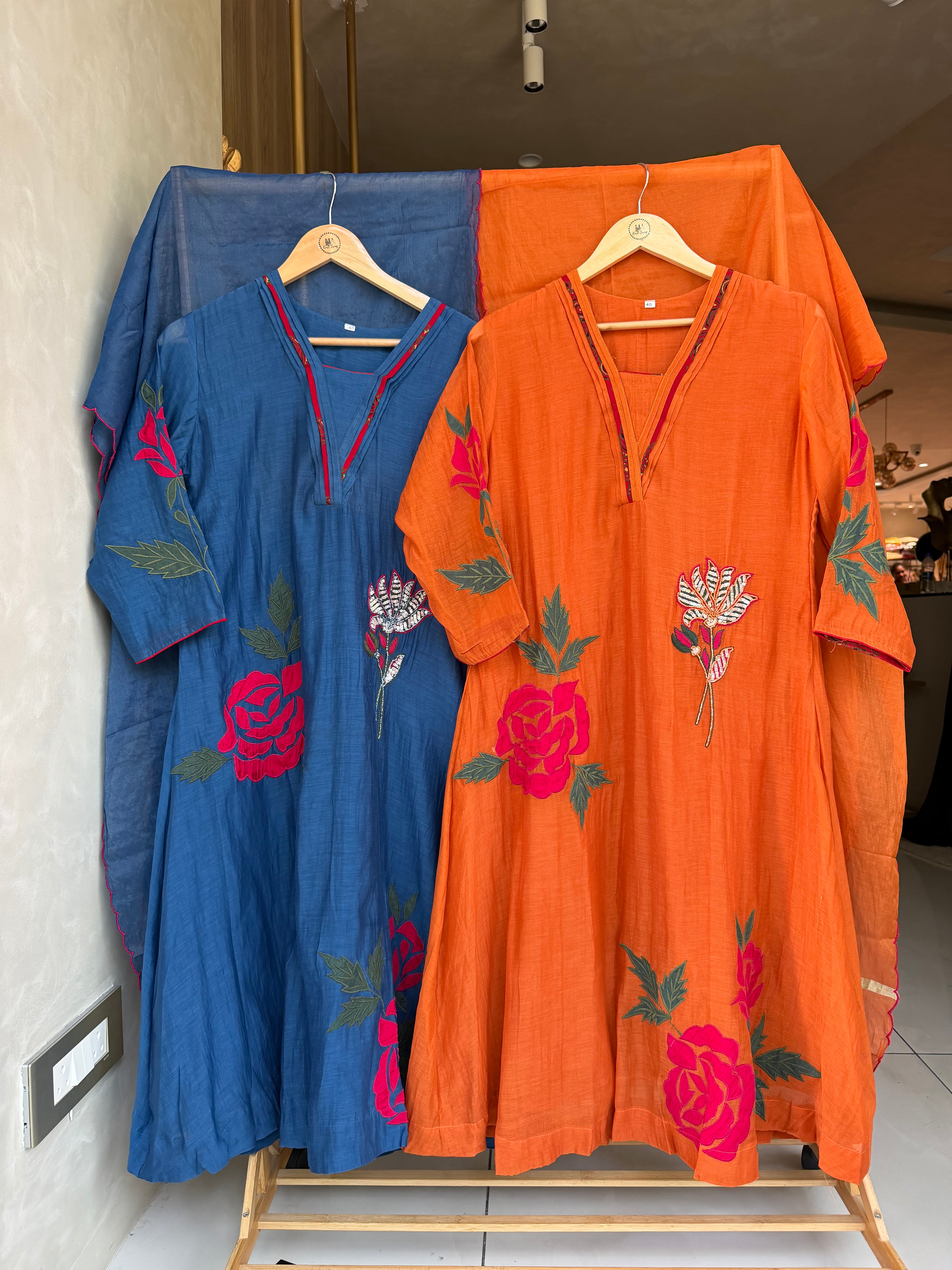 “ASHA” Premium Mul Chanderi Applique Suit Set ✨🧿 | KurtiSwag