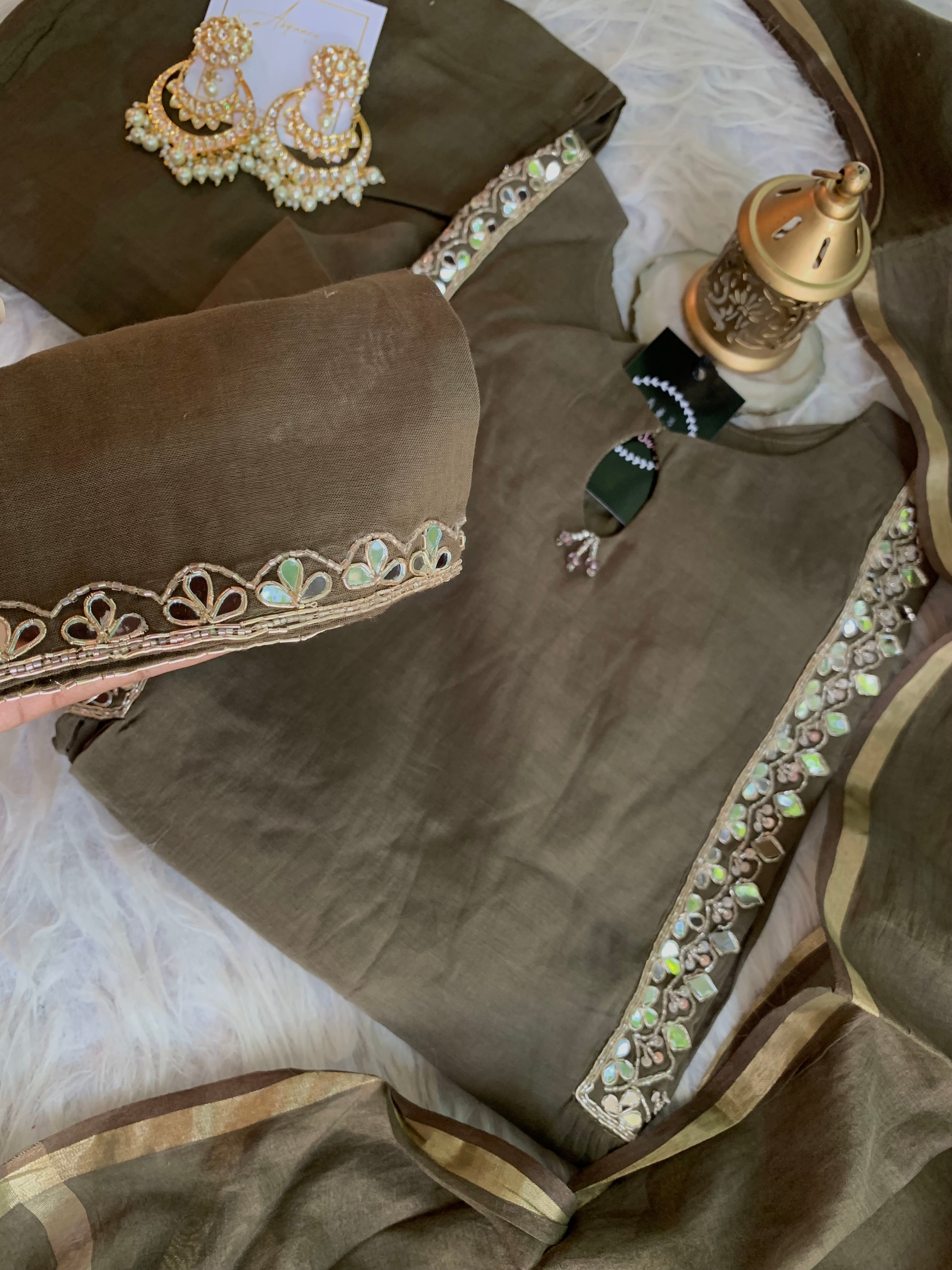 “SAHARA” Mirror Embellished Mul Chanderi Suit Set ✨♥️ | KurtiSwag