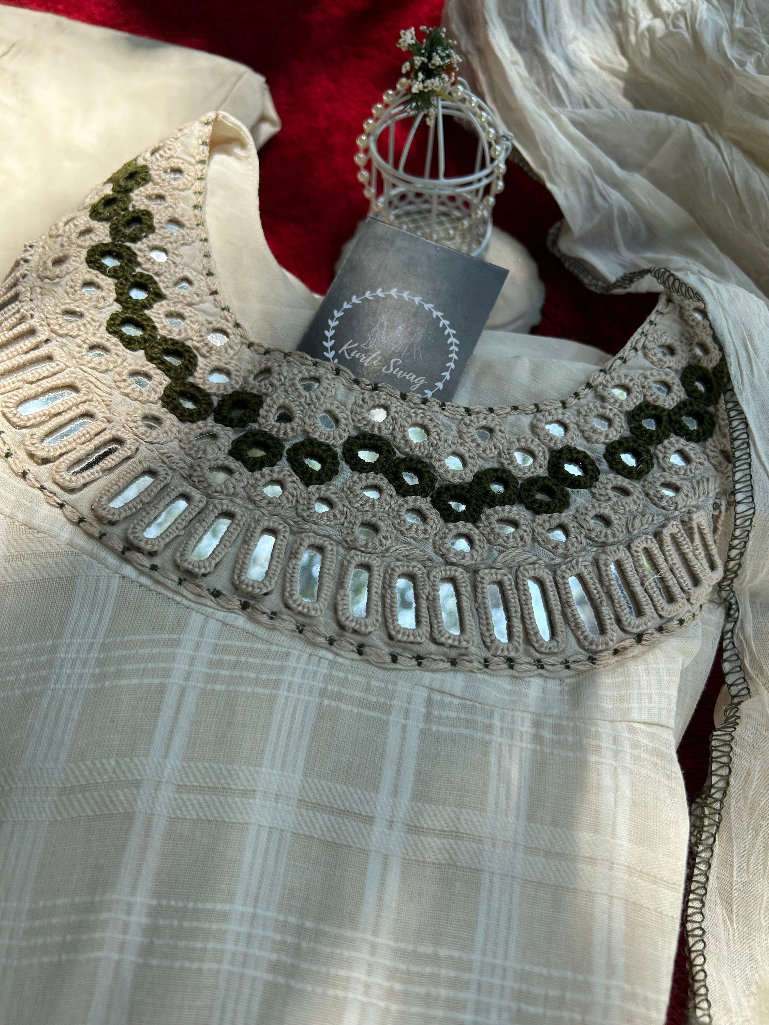 “IRANI” Premium Mul Chanderi Mirror Work Suit Set ✨ | KurtiSwag