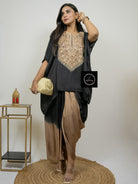 “PAARUL” Premium Festive Handwork Top With Cowl Drape Shaded Skirt - Indowestern 💕✨ | KurtiSwag
