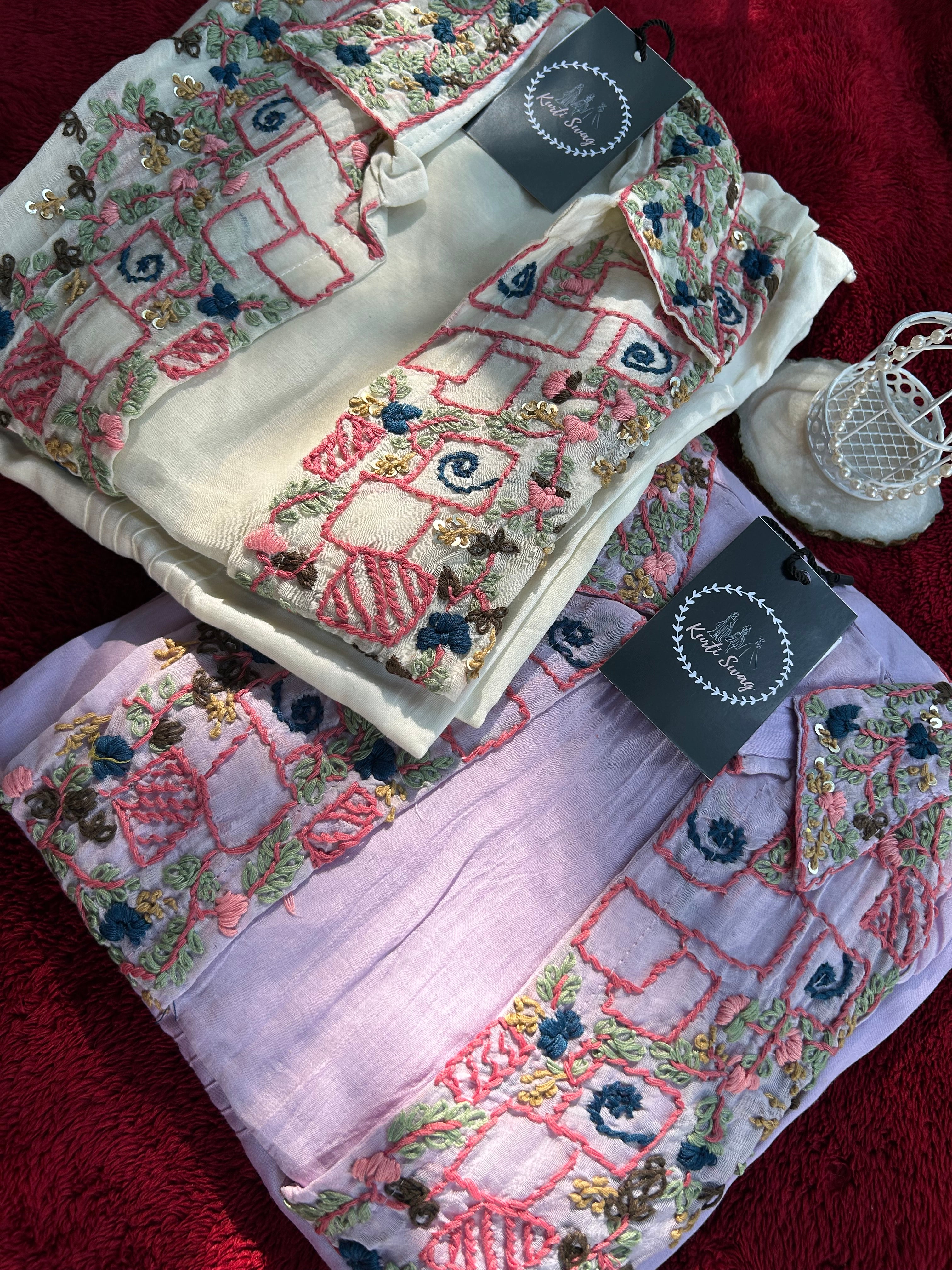 “SAARA” Mul Chanderi Suit Set With Overcoat  ✨💕 | KurtiSwag
