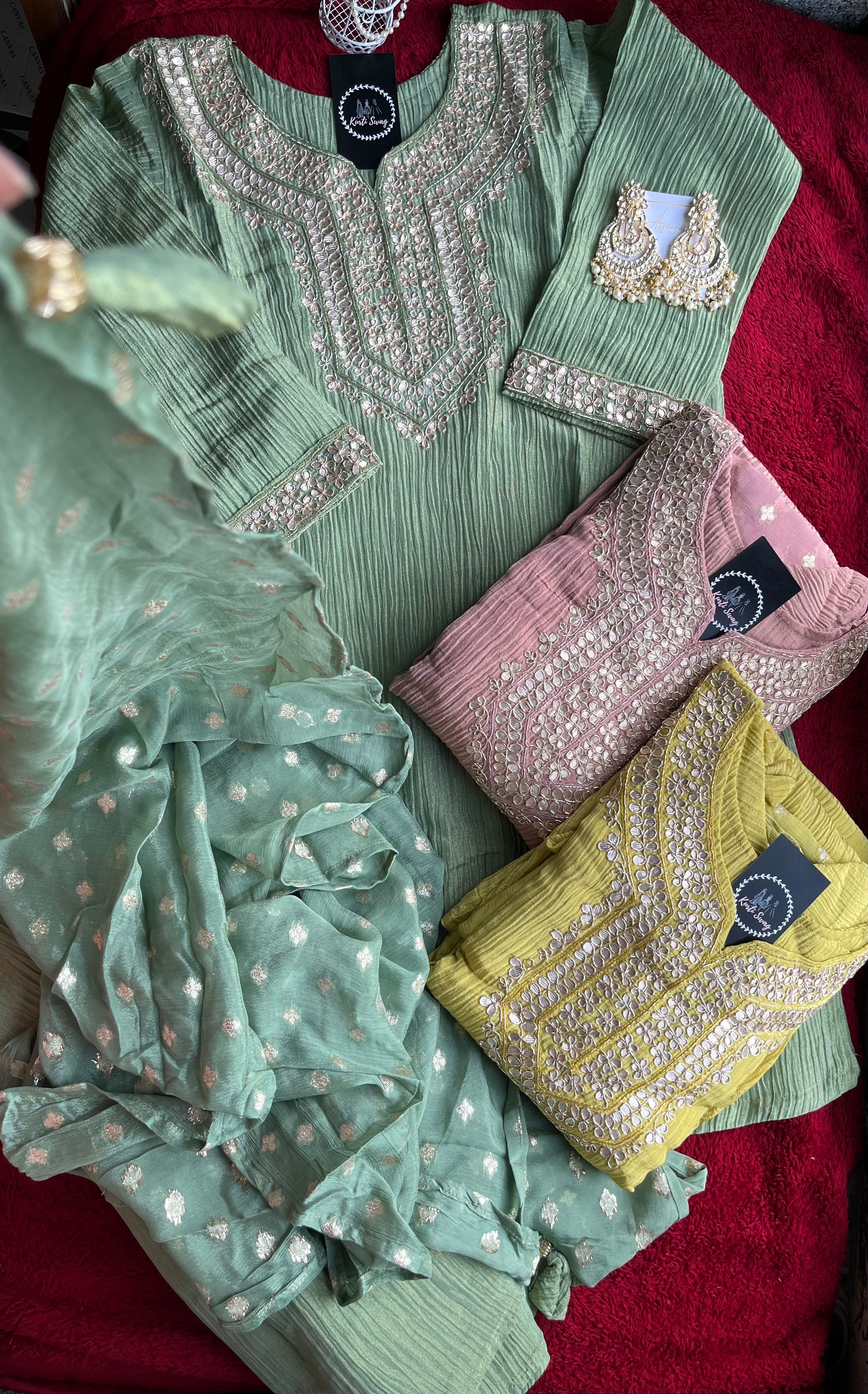 “CHITRA” Premium Crush Tissue Set ✨💕 | KurtiSwag