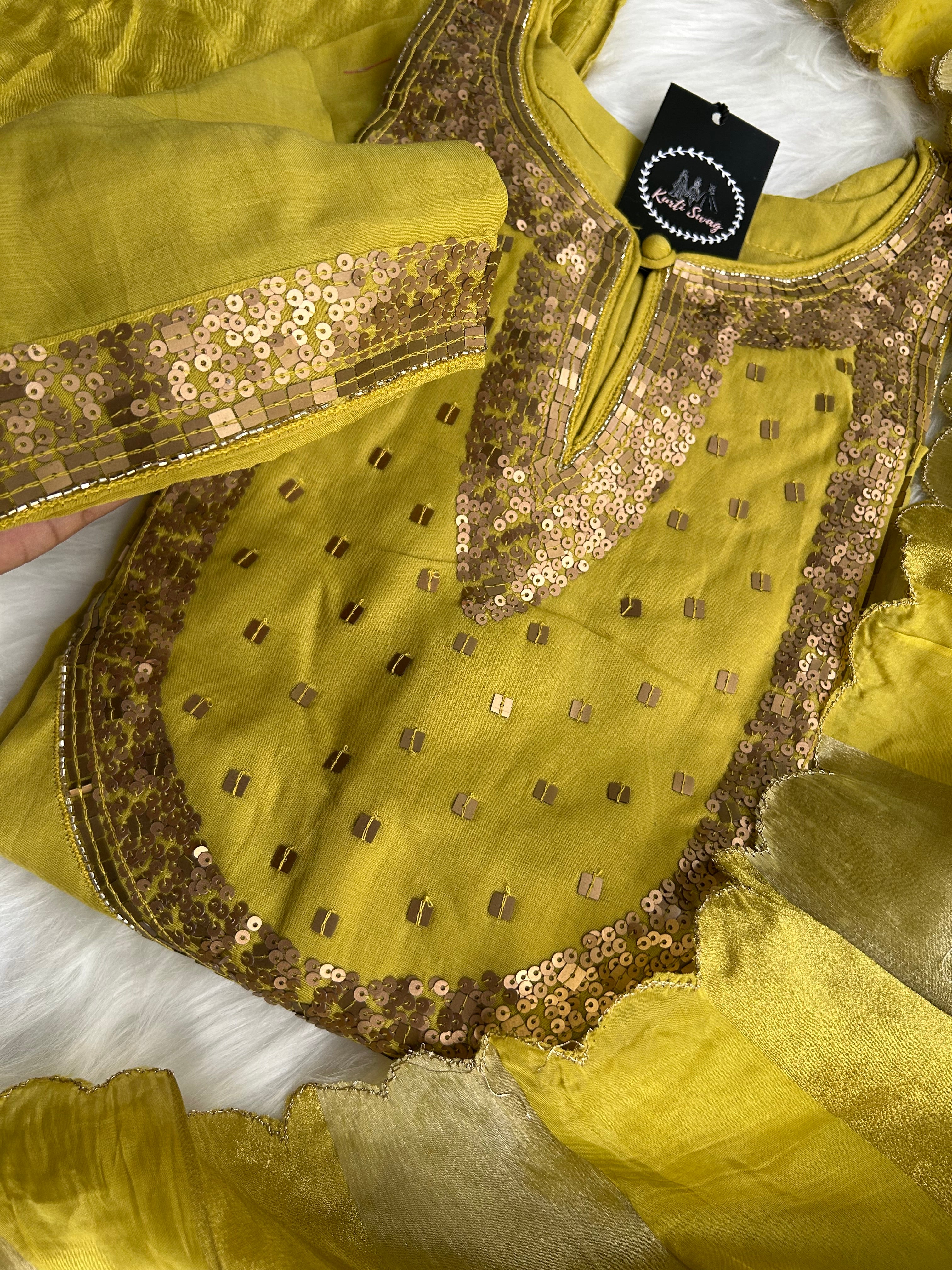“ROSHNI” Mul Chanderi Sequence Embellished Suit Set ✨💕 | KurtiSwag