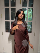 “ROSES” Indowestern Dress In Brown ✨ | KurtiSwag