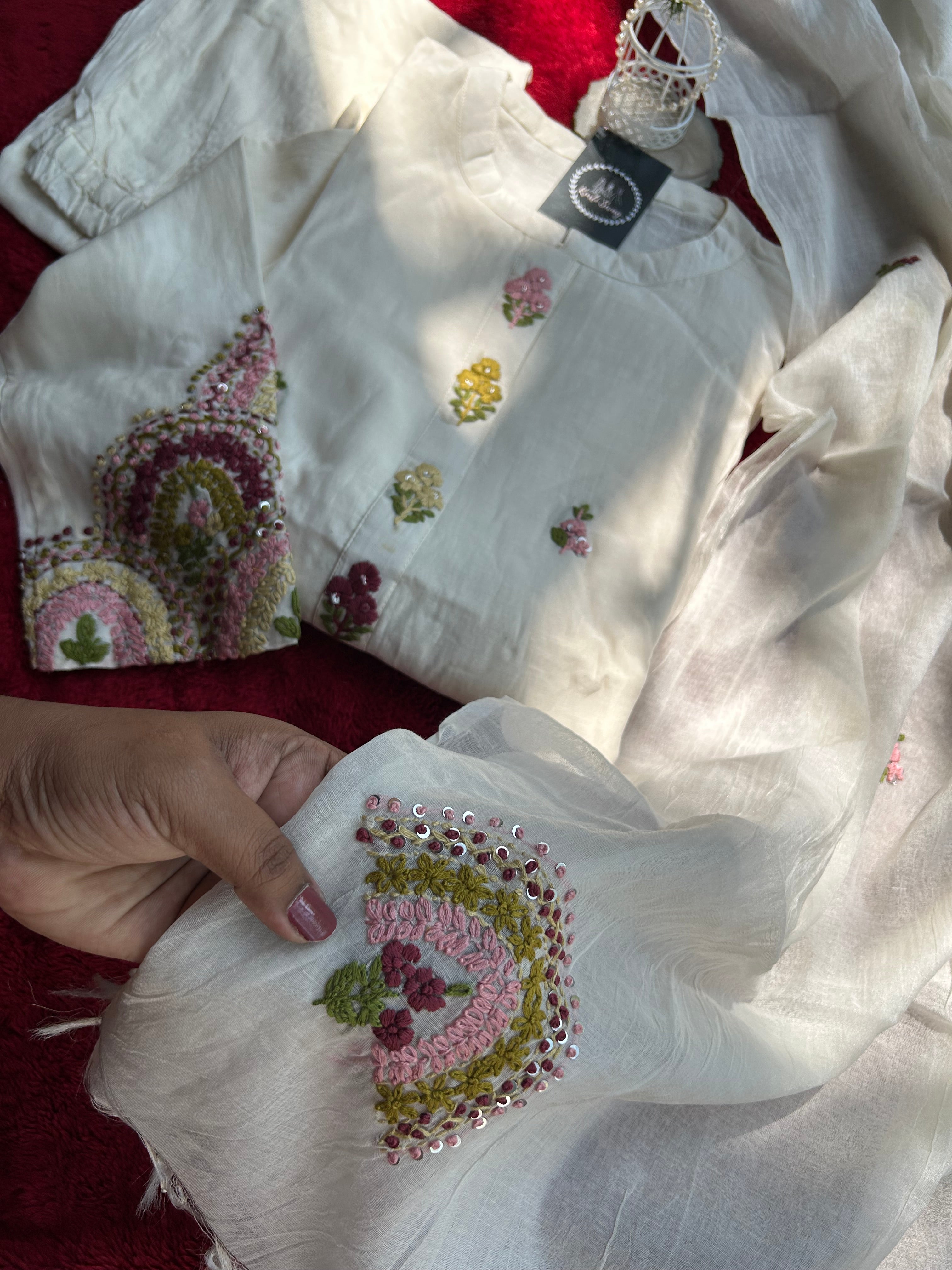 “NUPUR” Mul Chanderi Thread Embroidered Suit Set ✨♥️ | KurtiSwag