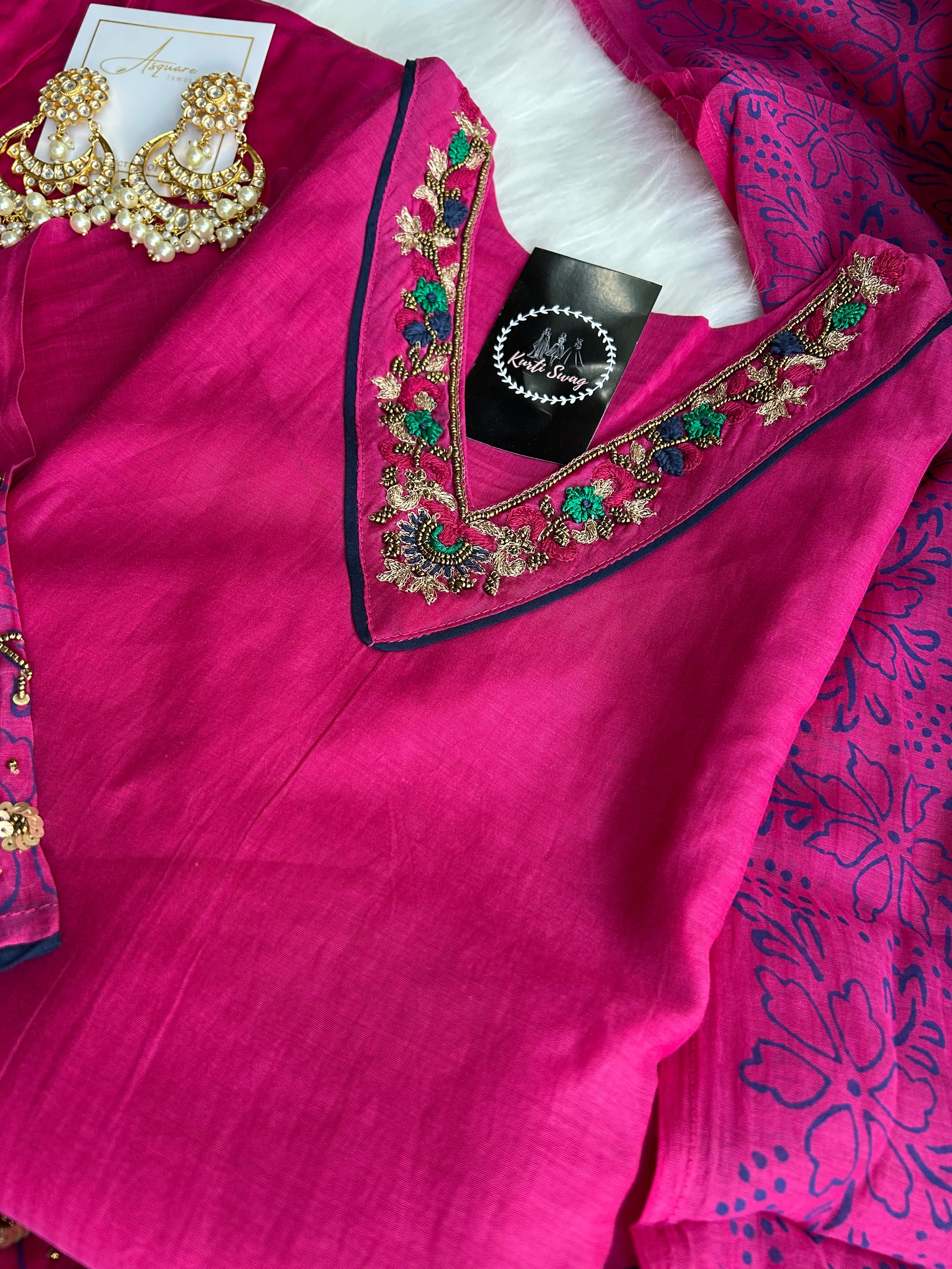 “KOMAL” Mul Chanderi Kurta Set | KurtiSwag
