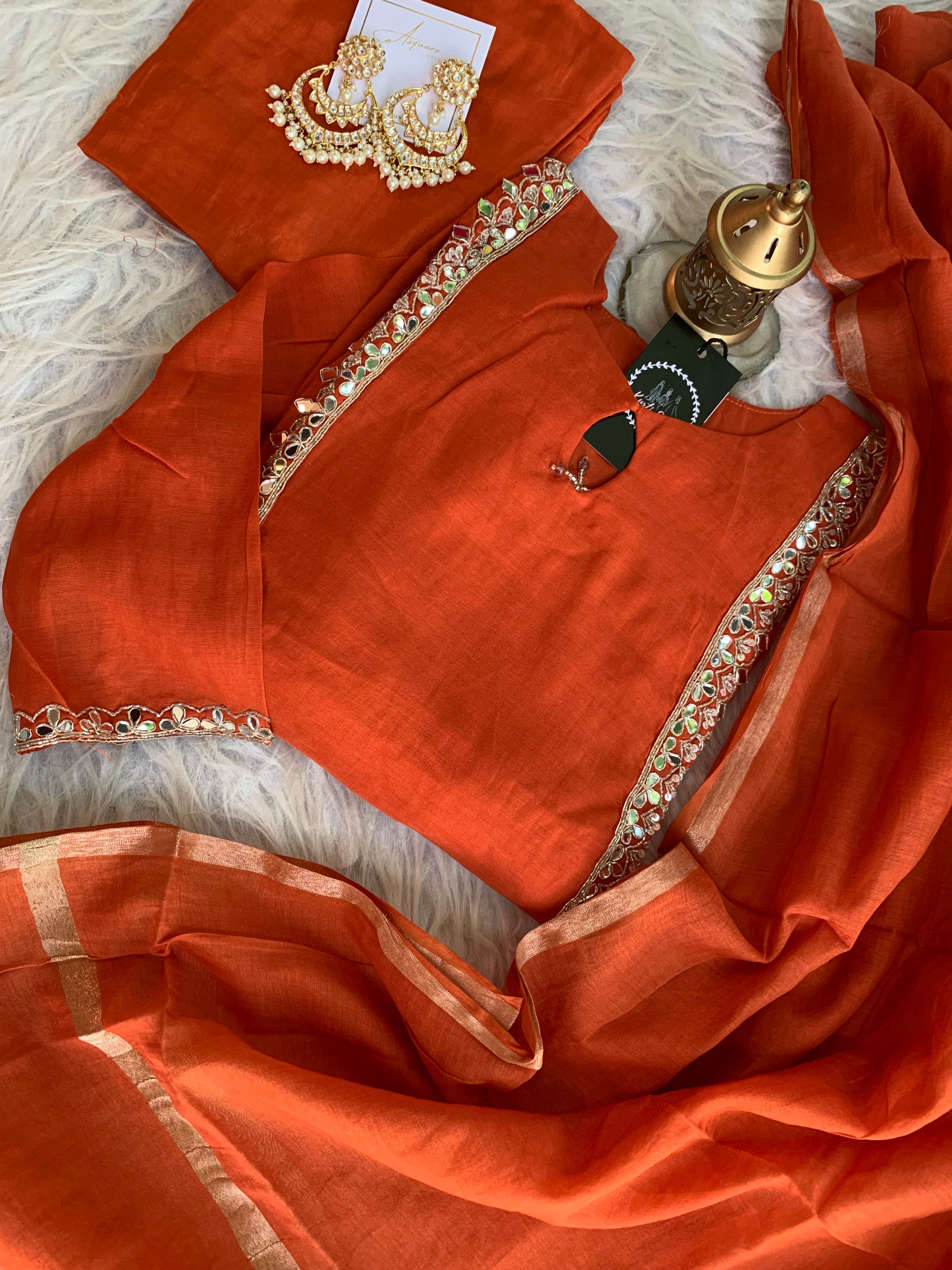 “SAHARA” Mirror Embellished Mul Chanderi Suit Set ✨♥️ | KurtiSwag