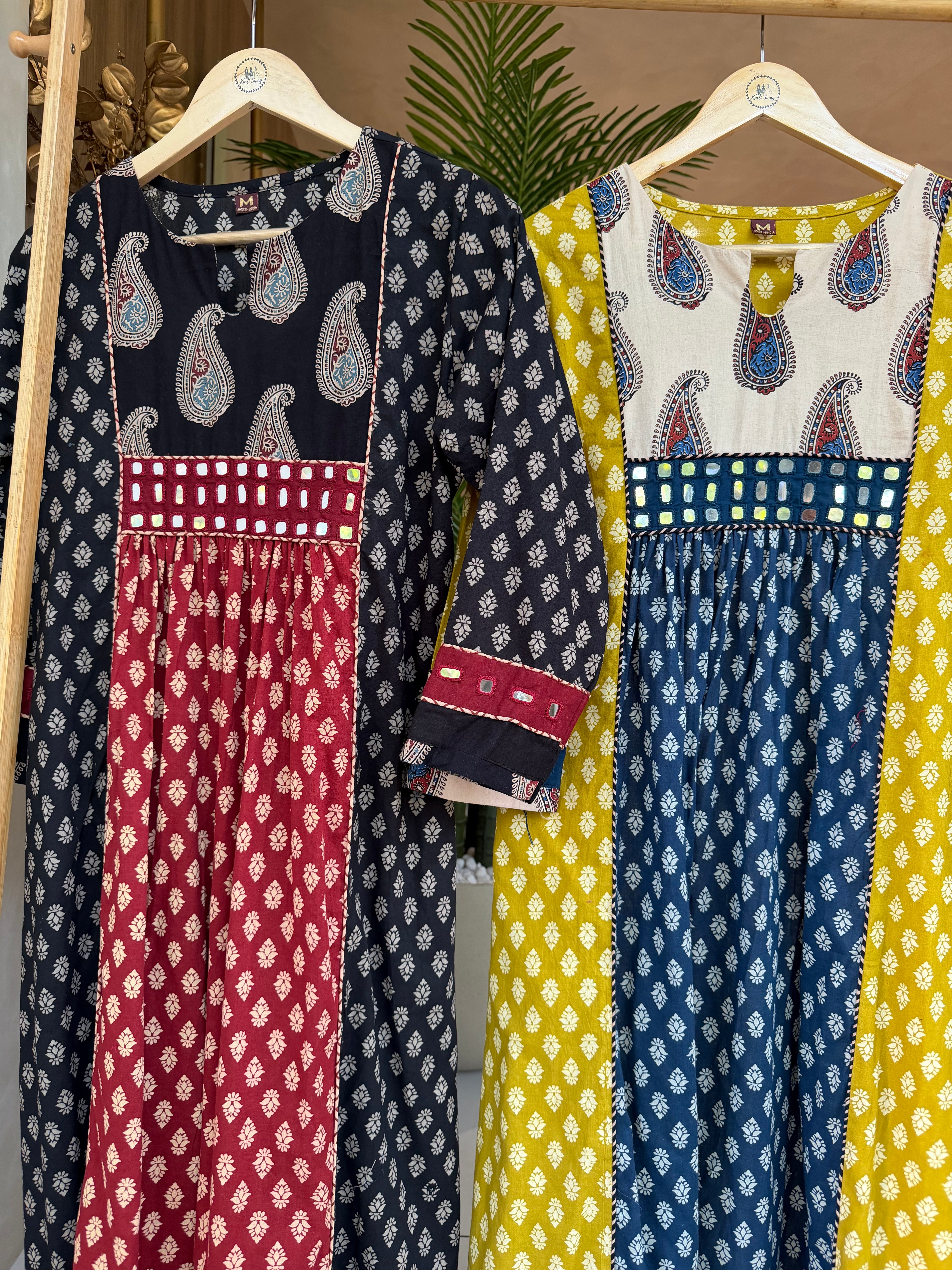 “AJRAKH MIRROR” Cotton Dress 👗 | KurtiSwag