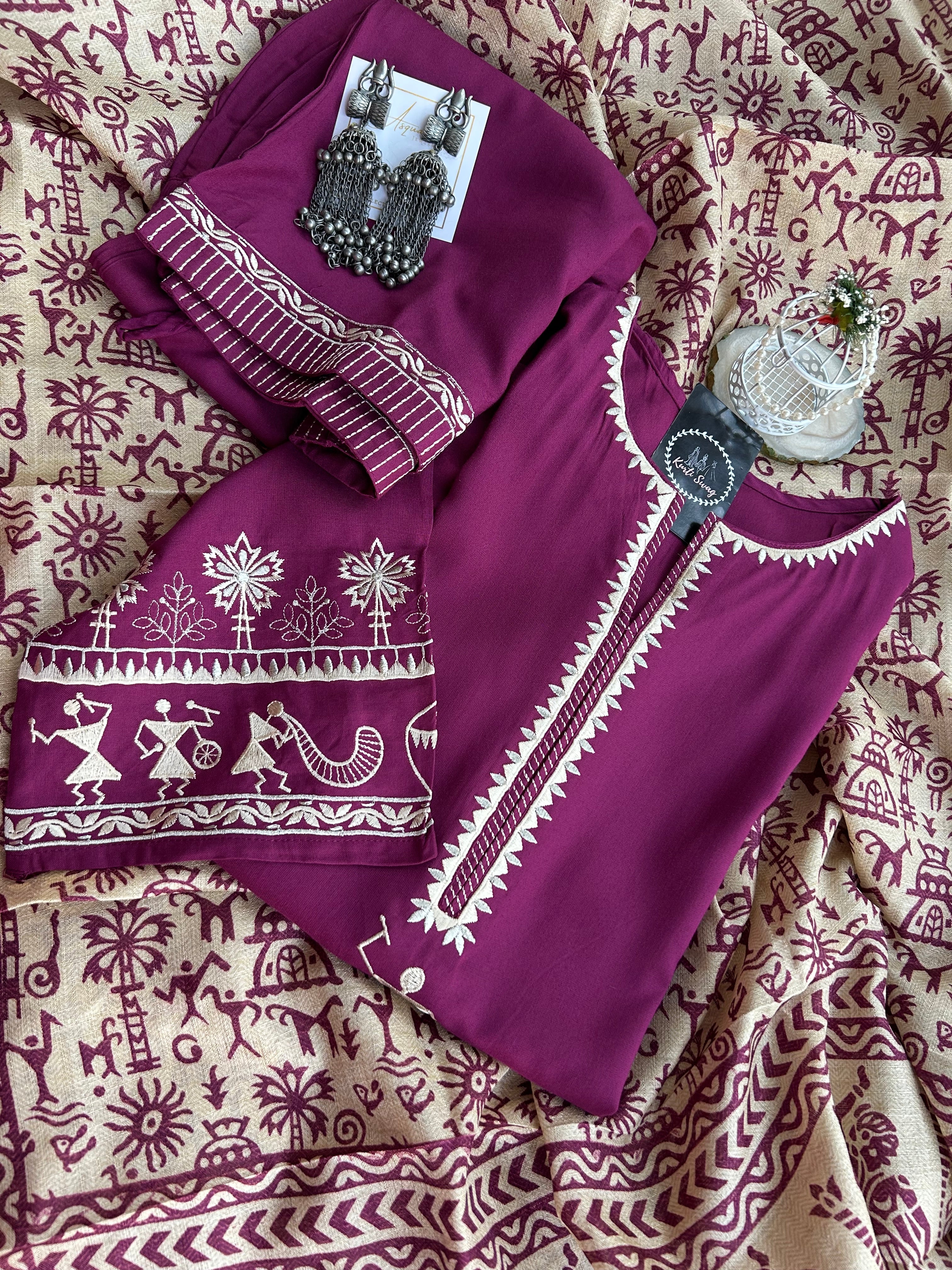 “KEJAL” Premium Semi Formal Suit Set With Kalamkari Dupatta ✨ | KurtiSwag
