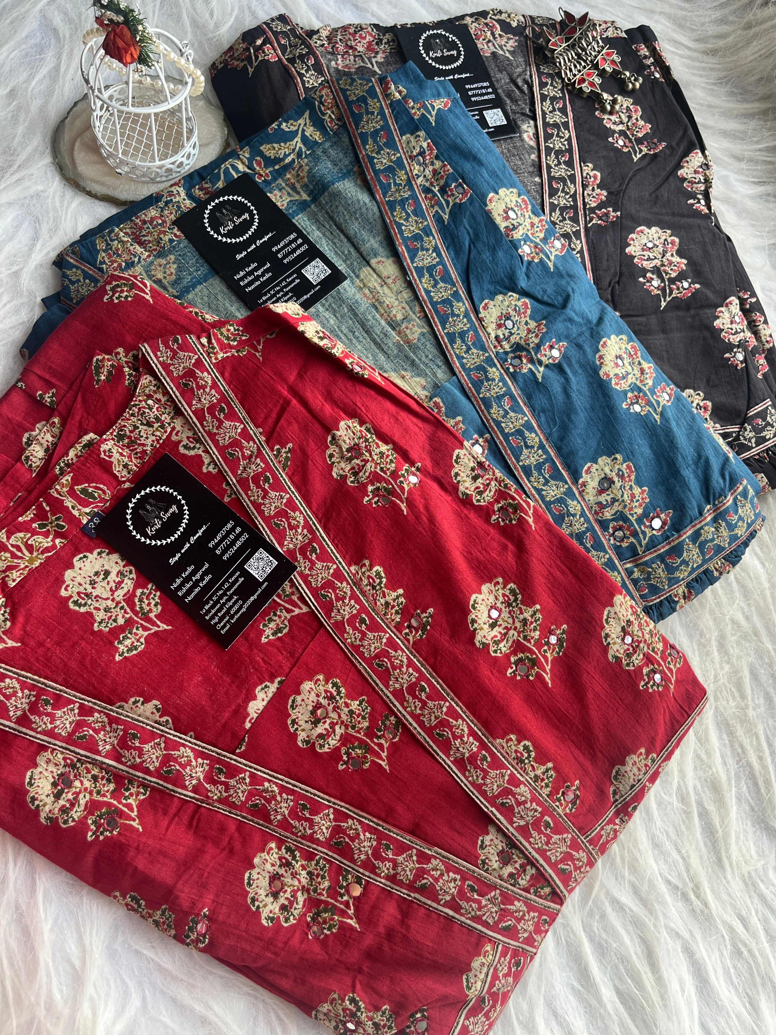 “RASHA” Premium Cotton Ajrakh Print Gown In Casual Wear ✨ | KurtiSwag